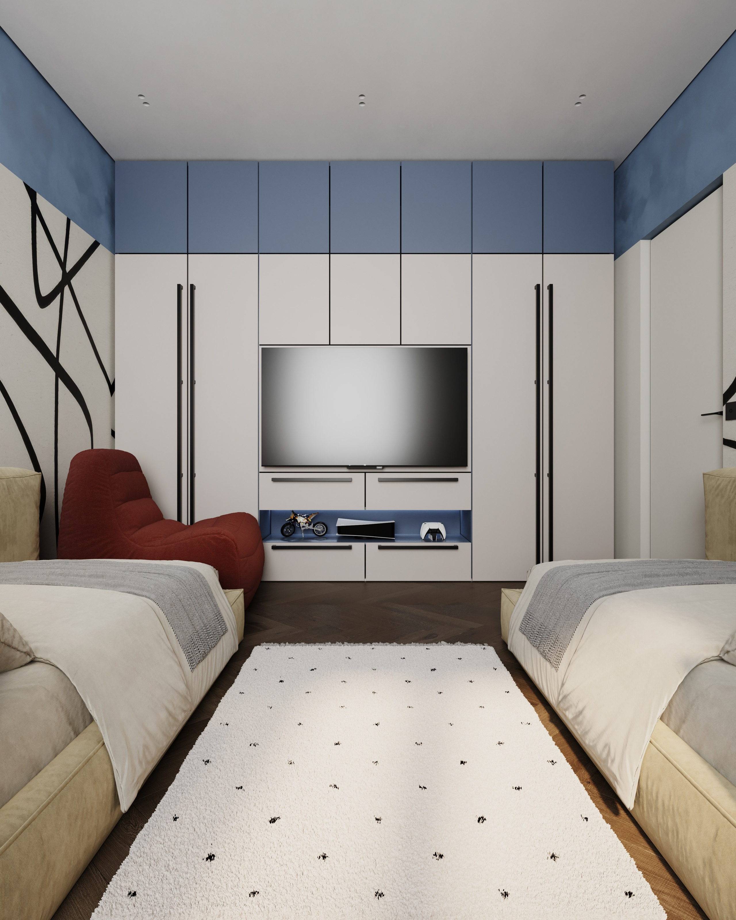 Детская для мальчиков ЖК Зеленые кварталы. Визуализации интерьера