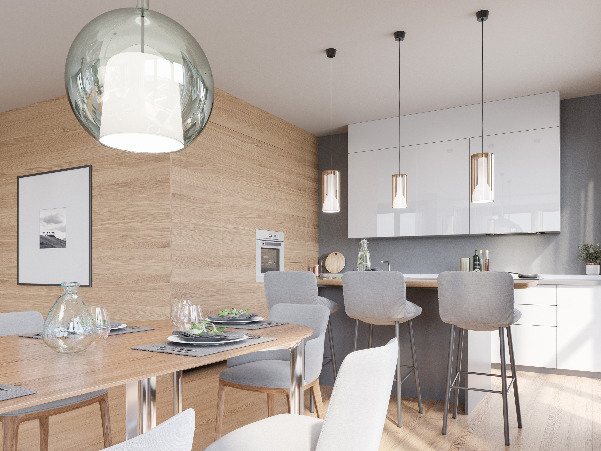 Проект квартиры с акцентом на естественное освещение и экологичные материалы отделки