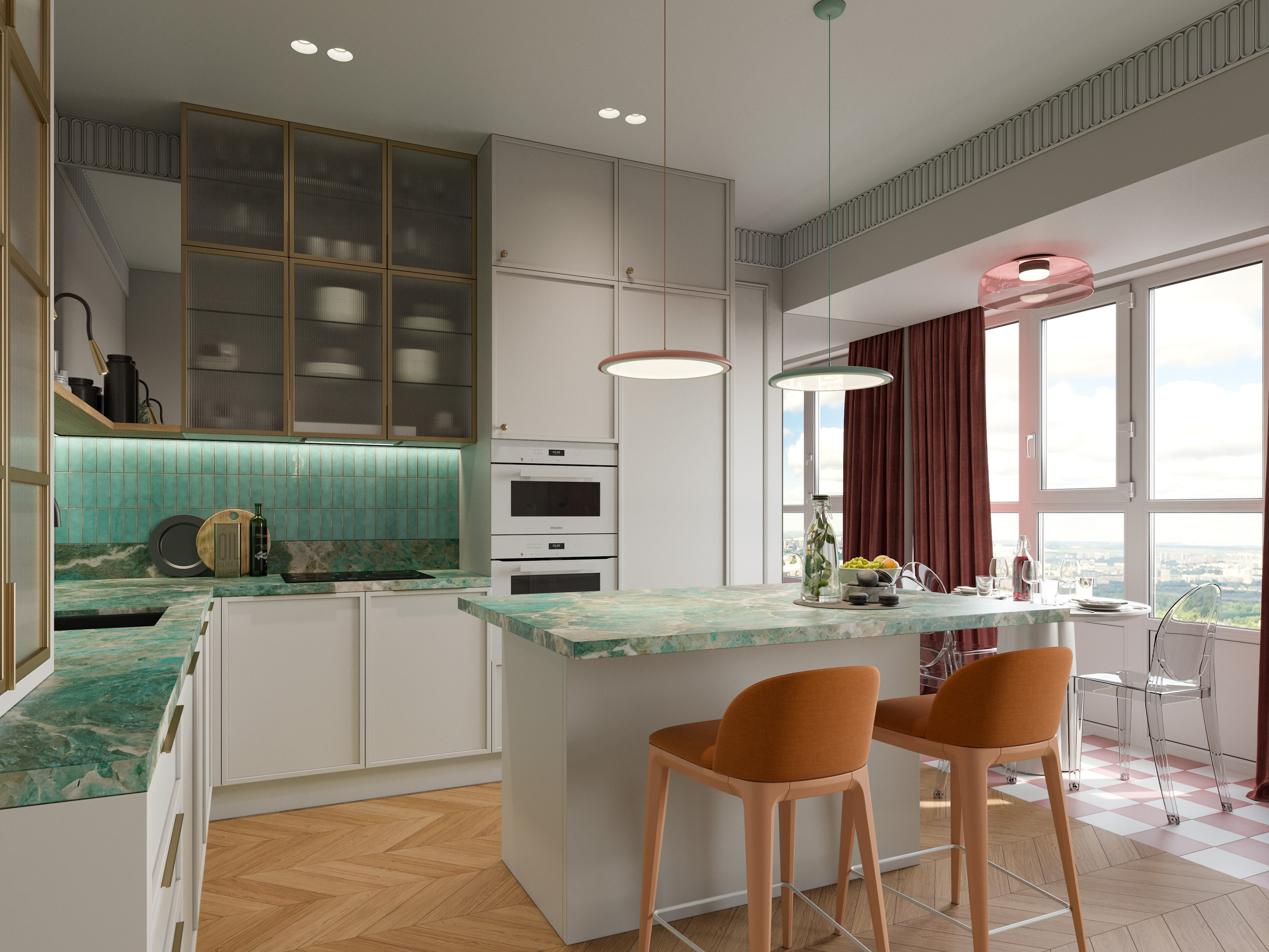 3D Визуализация Квартиры в Стиле Современная Классика с Яркими Цветами | Портфолио. Визуализатор интерьера в Москве | Брагин Кирилл