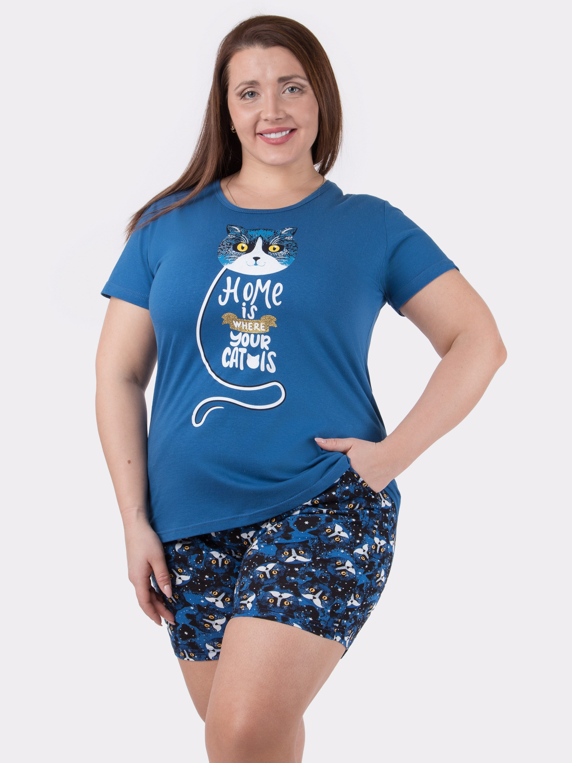 Съемка женской пижамы на плюс сайз модели