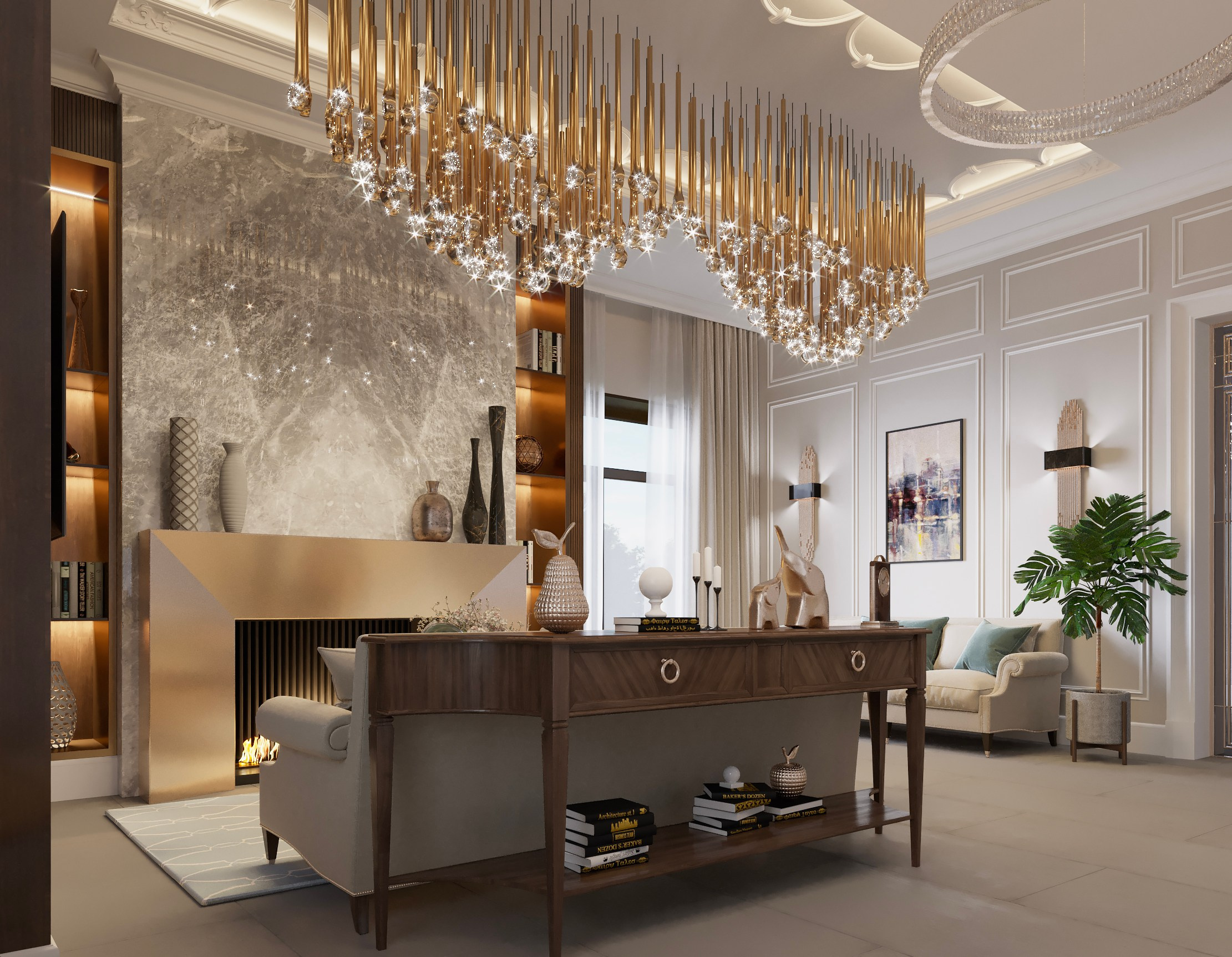 Coastal Cottage — Interior in Modern Classic Style. 3D INTERIOR AND ARCHITECTURE VISUALIZATION