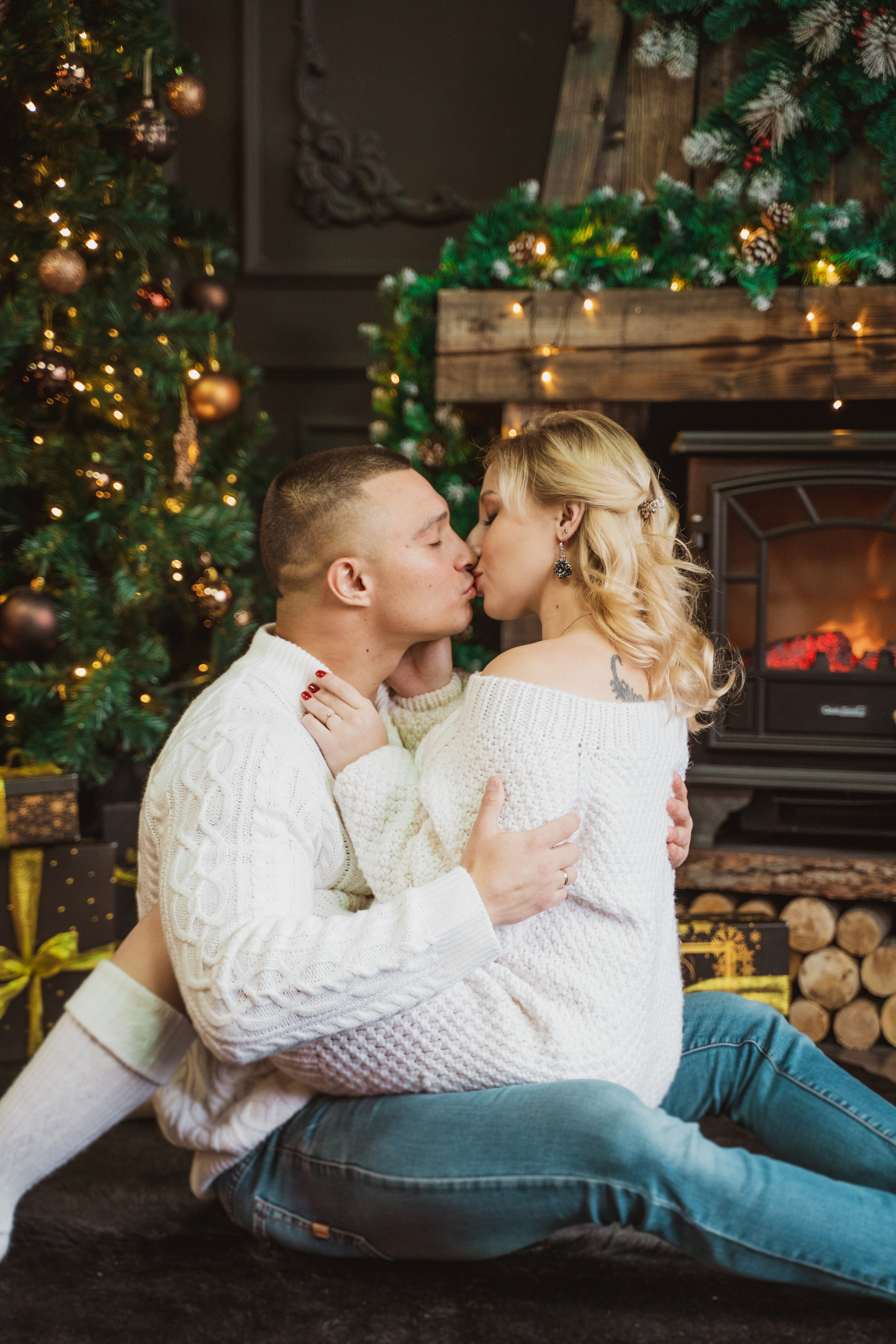 Новогодняя фотосессия беременности в студии. Анна и Кирилл. Свадебный и репортажный фотограф в Уфе| Осетрова Ольга