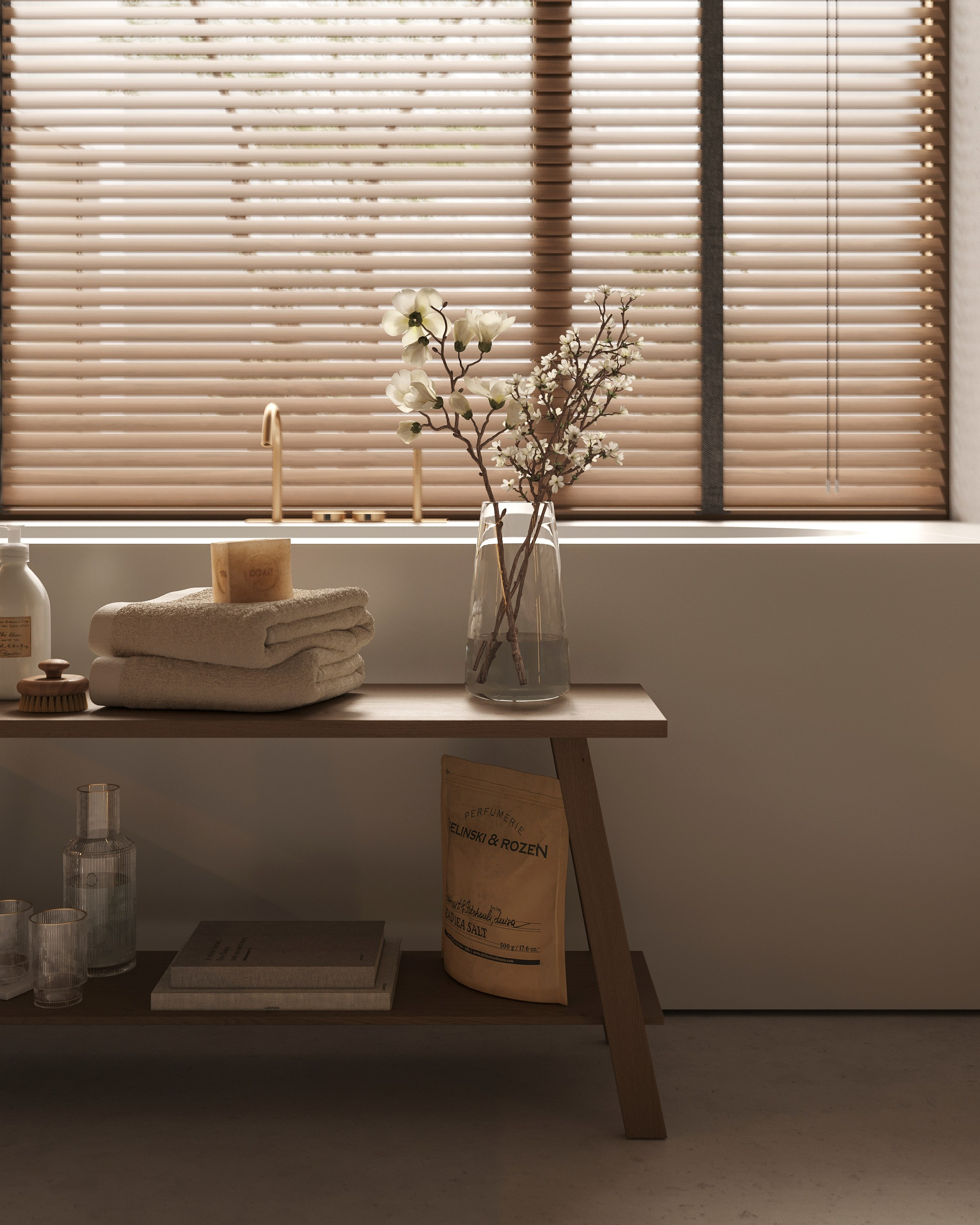 ZEN BATHROOM | SUNNY & SOFT CONCEPTS. Interior Visualization by Valerie Stetyukevich