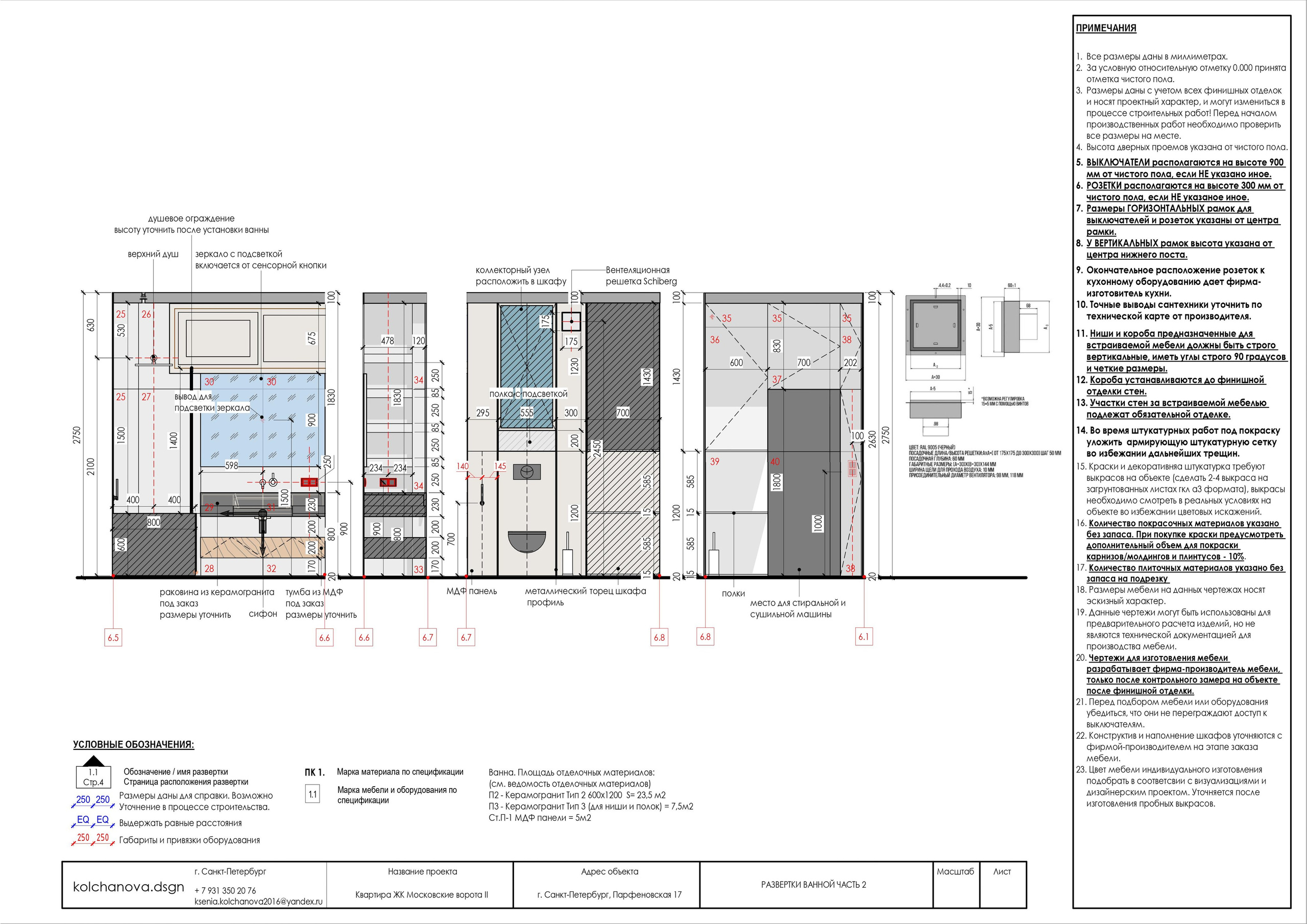 Пример рабочей документации. Дизайнер интерьера | kolchanova.dsgn