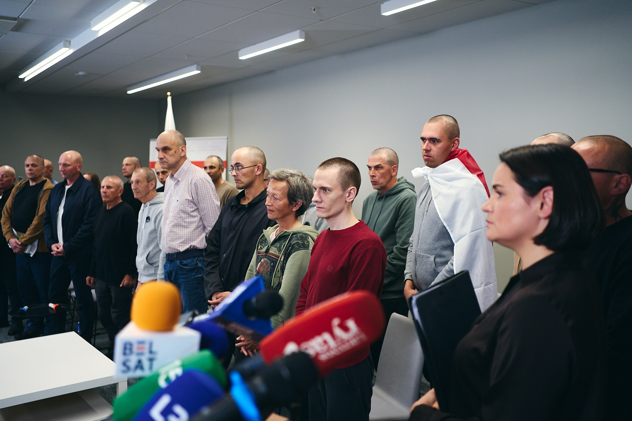 Press conference with Sviatlana Tsikhanouskaya and released political prisoners. Photographer in Vilnius