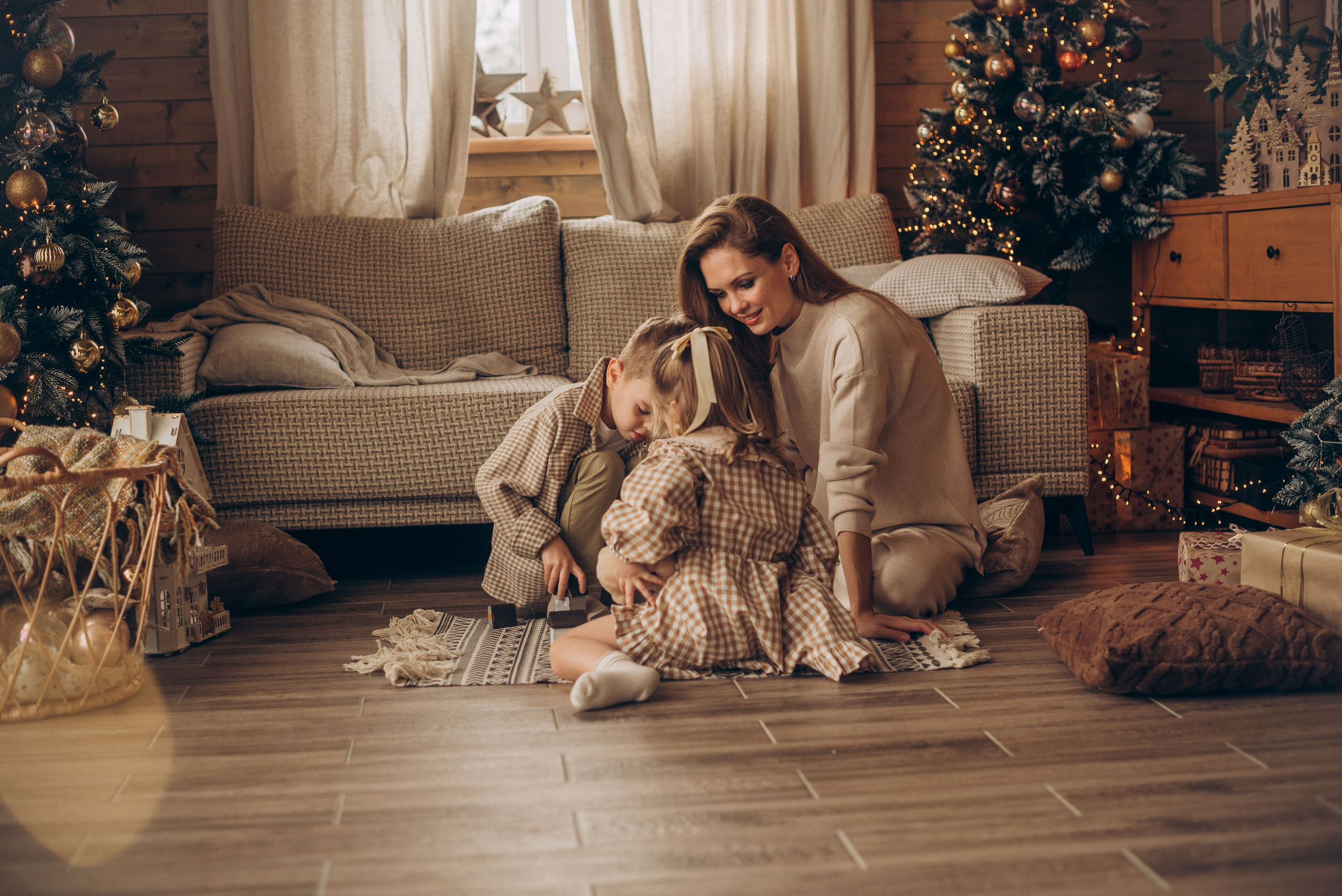 Семейная новогодняя фотосессия в студии. Семейный фотограф в Домодедово и Москве Елена Пичугина