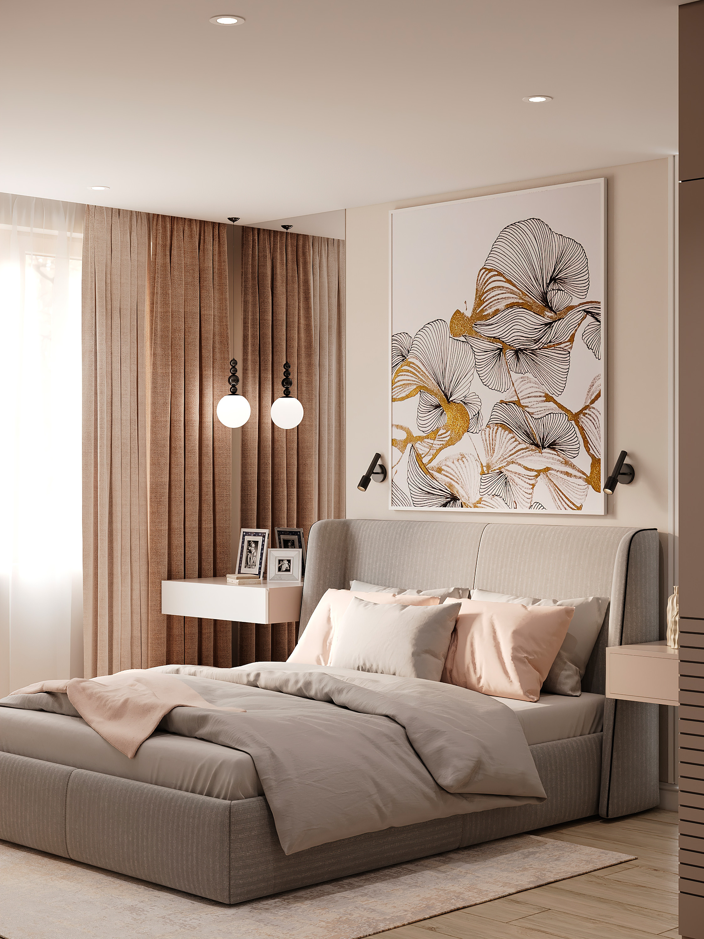 Стильная спальня. Батракова Наталья дизайнер интерьеров Санкт-Петербург Москва Архангель