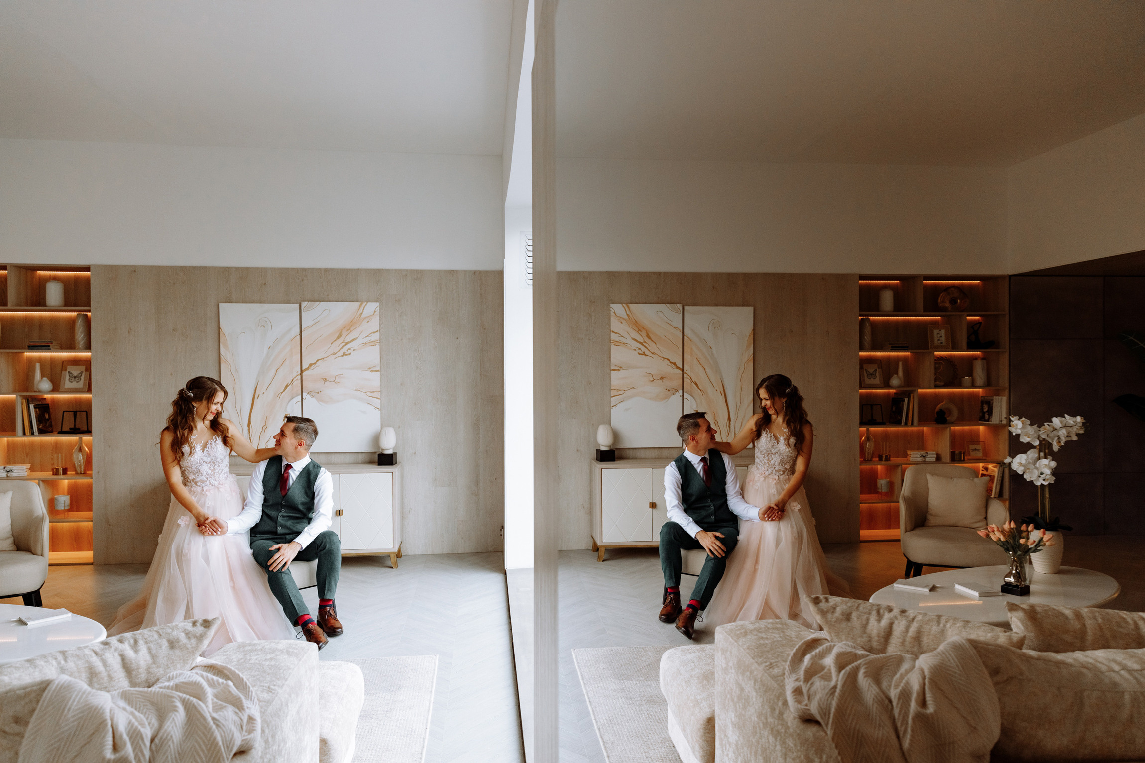 Розовые туфли, зеленый костюм — яркая свадьба Юры и Даши