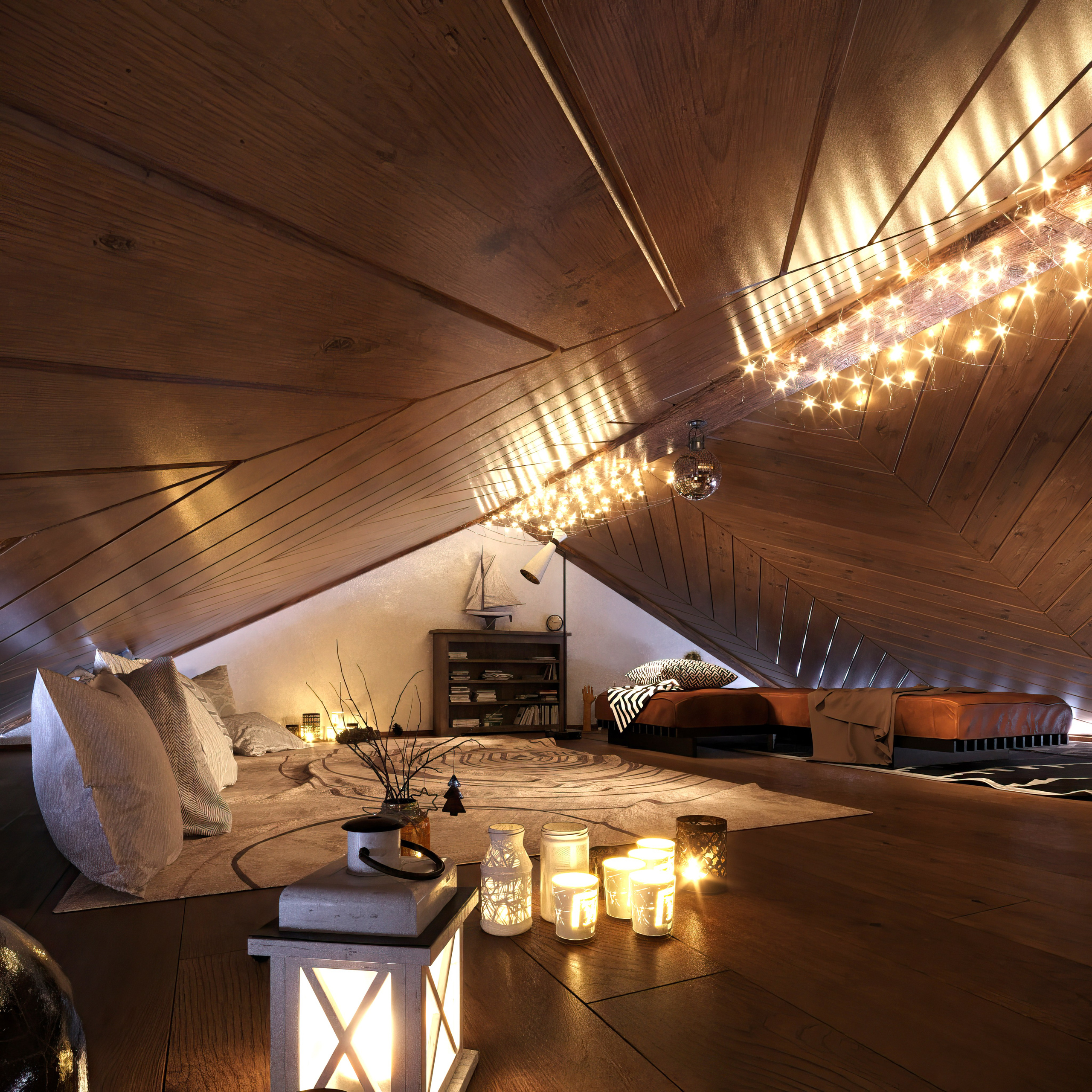 Countryside Cottage — Interior Design with Natural Materials. 3D INTERIOR AND ARCHITECTURE VISUALIZATION