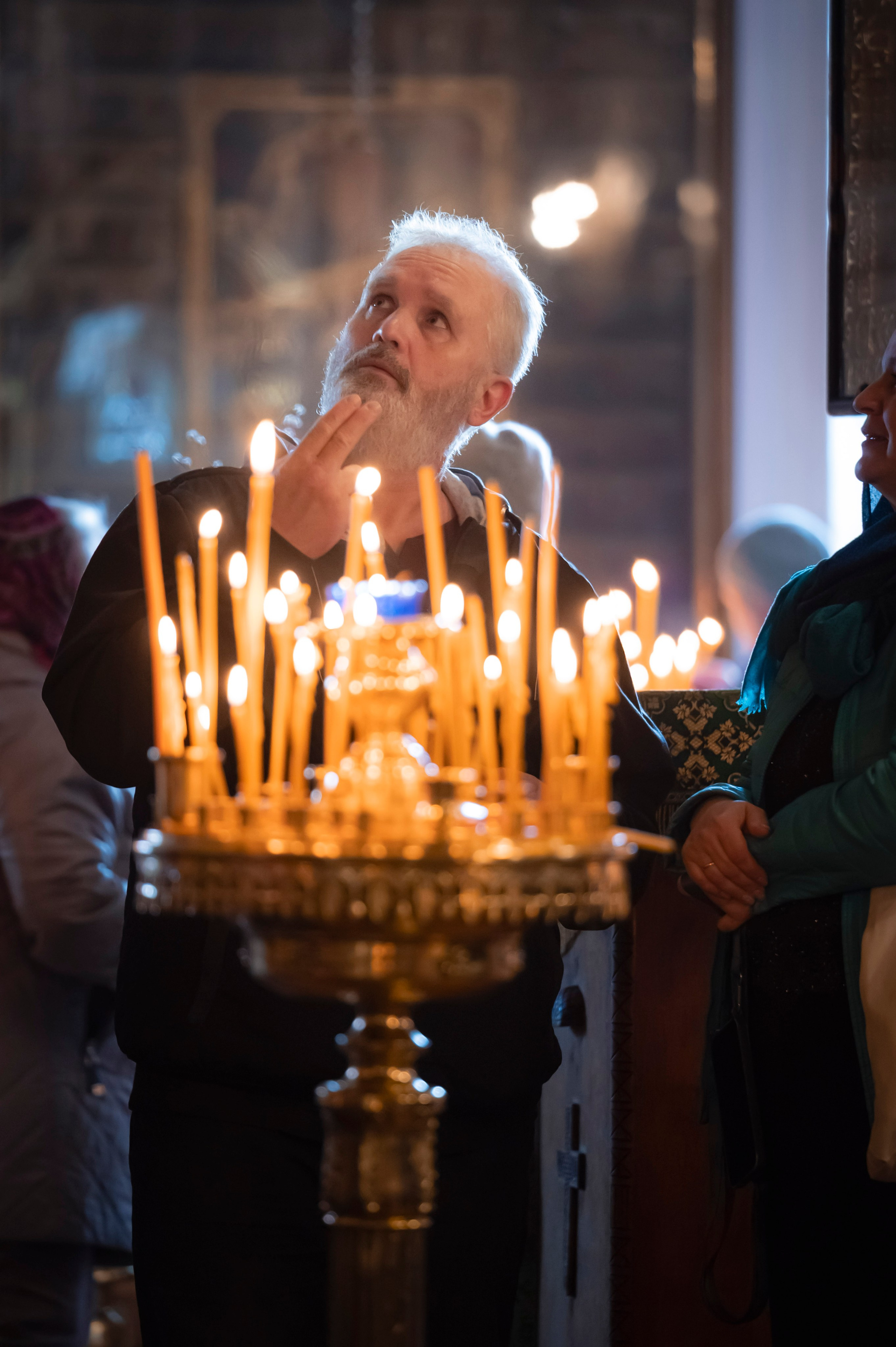 Богородский Храм. Всенощное бдение. Освящение верб. Антон и Татьяна Денисенко — В храме