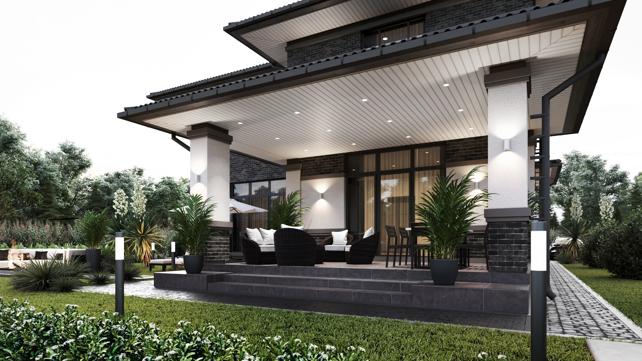 Красивый двухэтажный дом в современном, очень теплом стиле, общей площадью 240 кв.м. Архитектор Вера Каракезиди