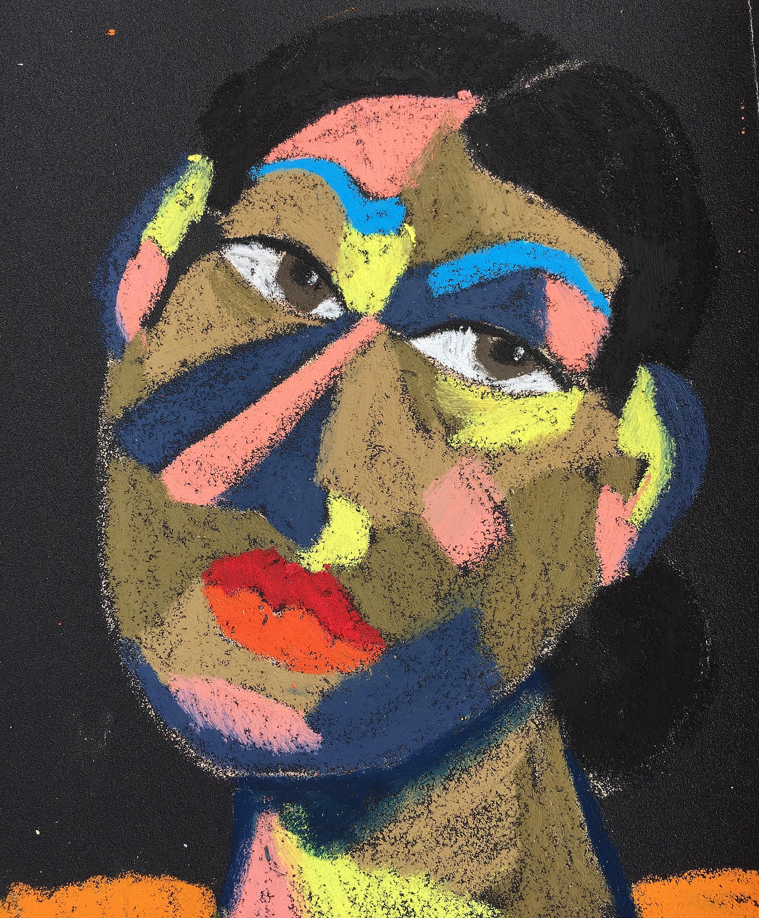 Title: At the Theater Material: Oil pastel, paper Size: 28 x 23 cm