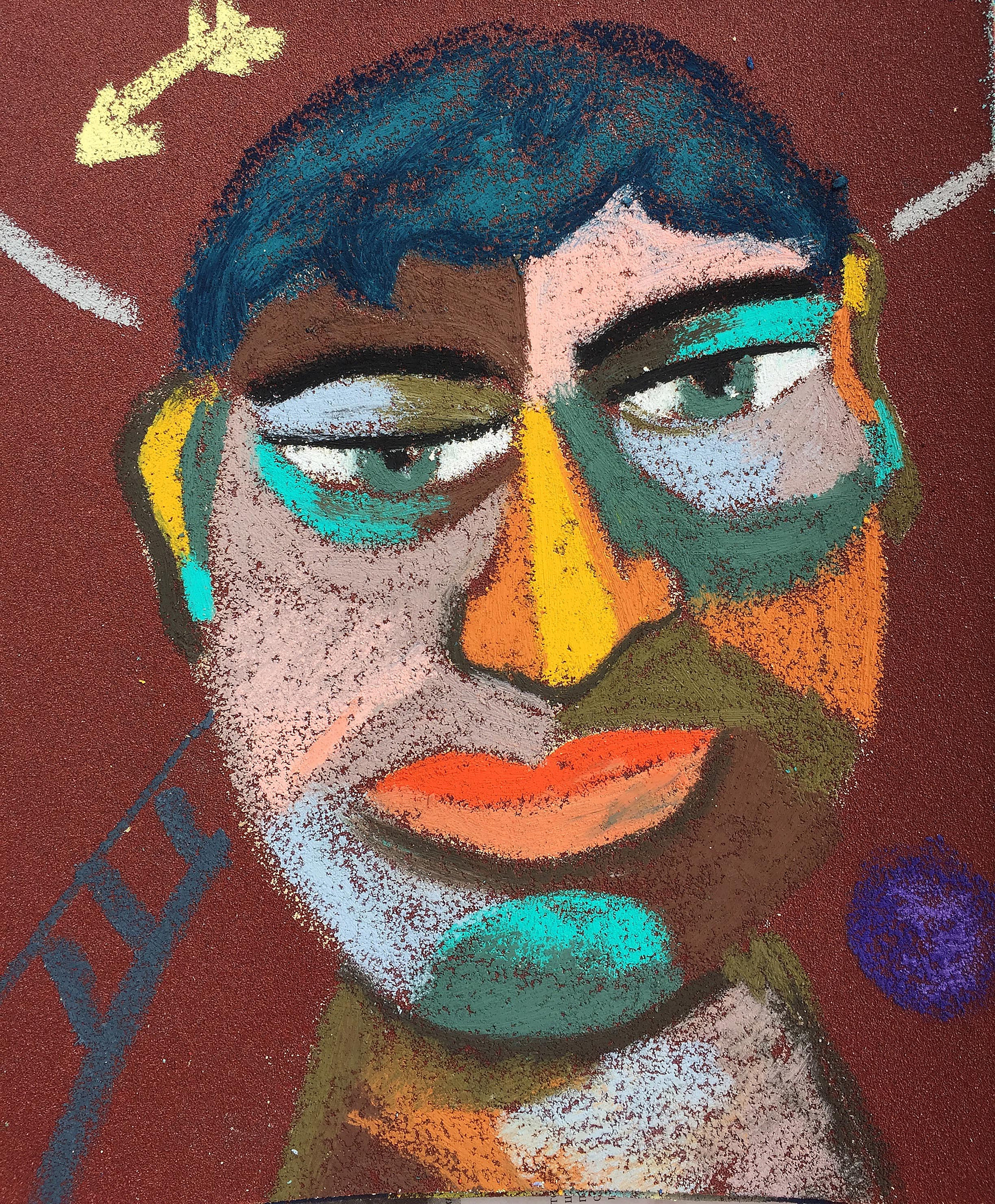 Circus performer. Oil pastel, paperSize: 28 x 23 cm