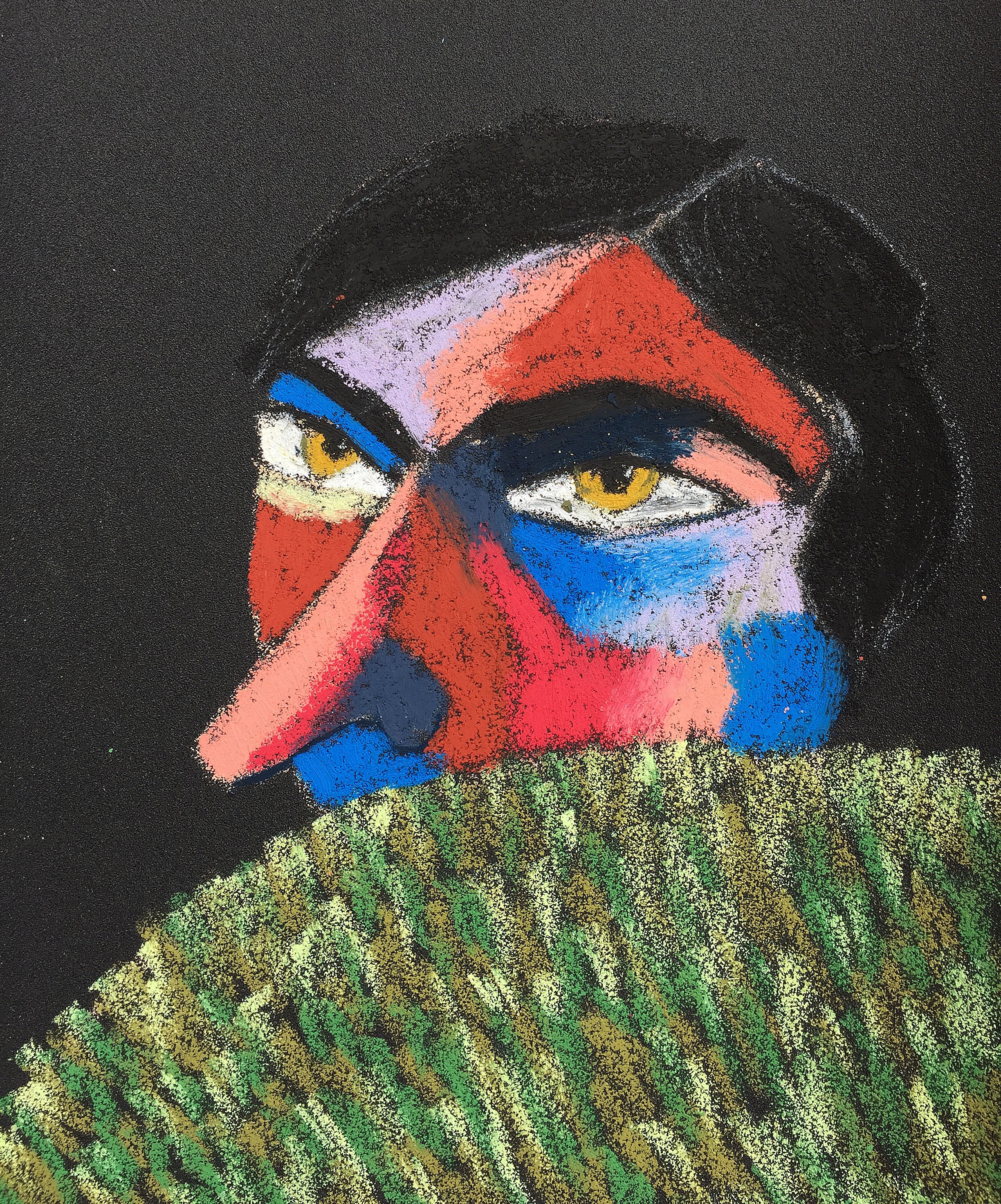 Title: And I'm Here. Material: Oil pastel, paper Size: 28 x 23 cm