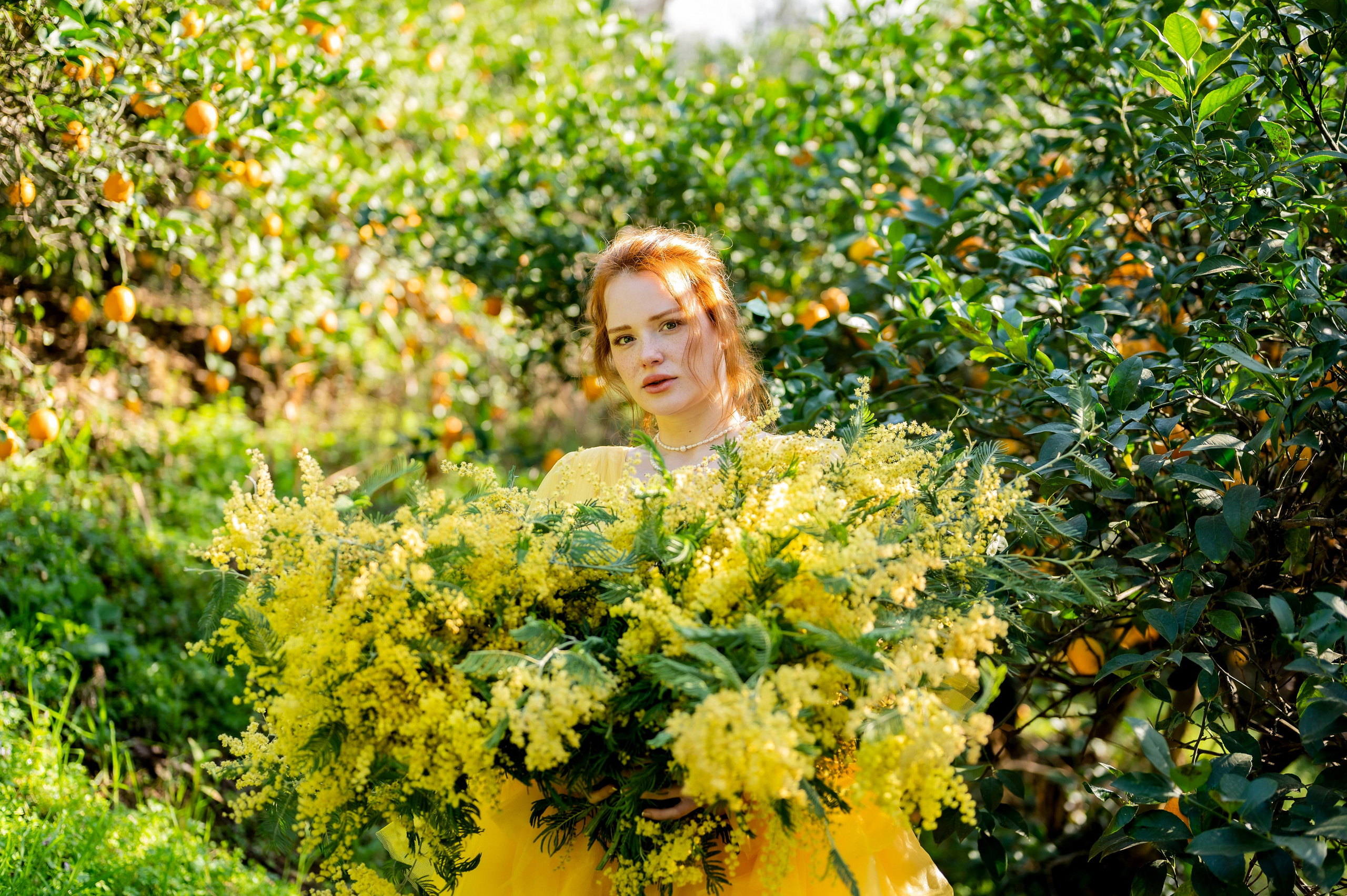 Лена в мимозе Абхазия. Наталья Слесаренко фотограф в Сочи