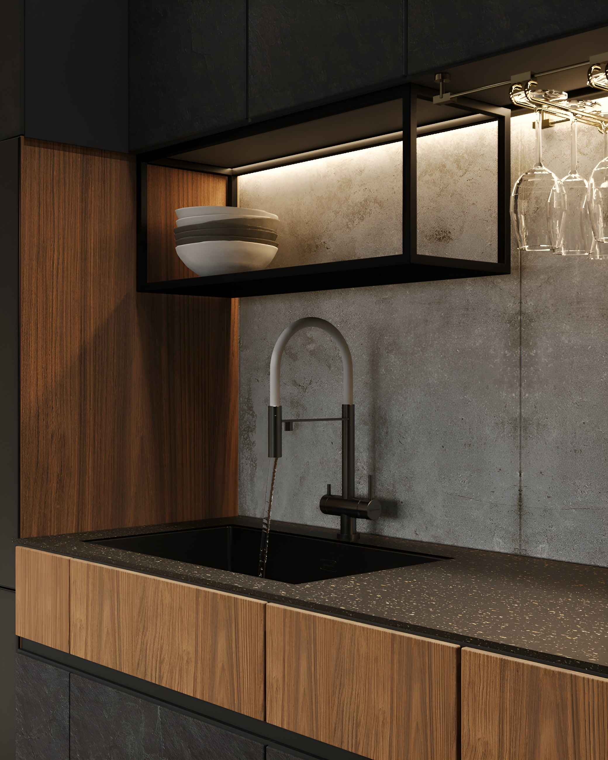 Терраса в загородном доме с камином. 3D Визуализация интерьеров жилых и коммерческих помещений