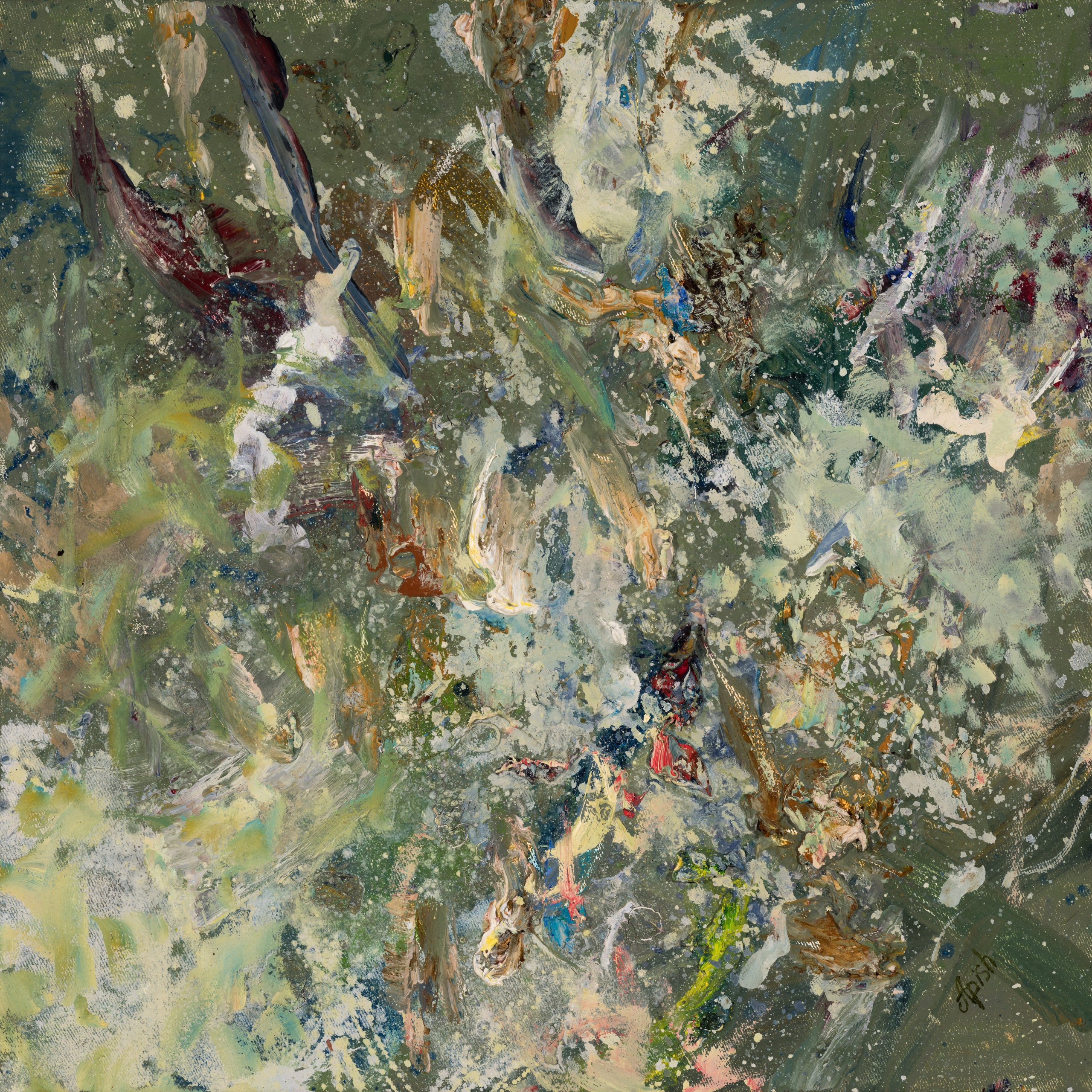 «Комплексный импульс 7» - художник Алексей Апиш (холст, масло, 35x35 см, 2026)