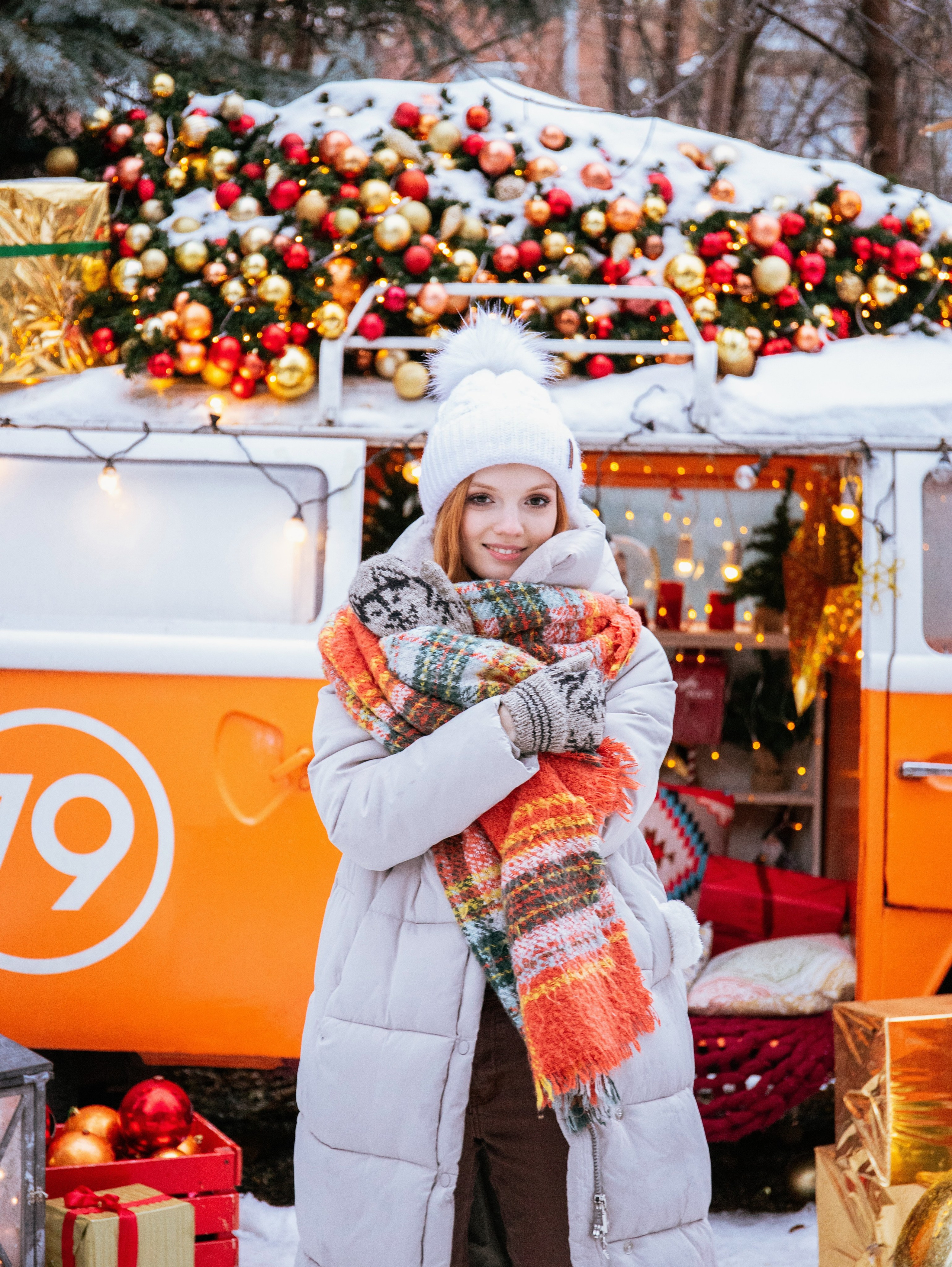 Новогодняя съемка с локацией «автобус». Свадебный и семейный фотограф в Москве Мила Широких