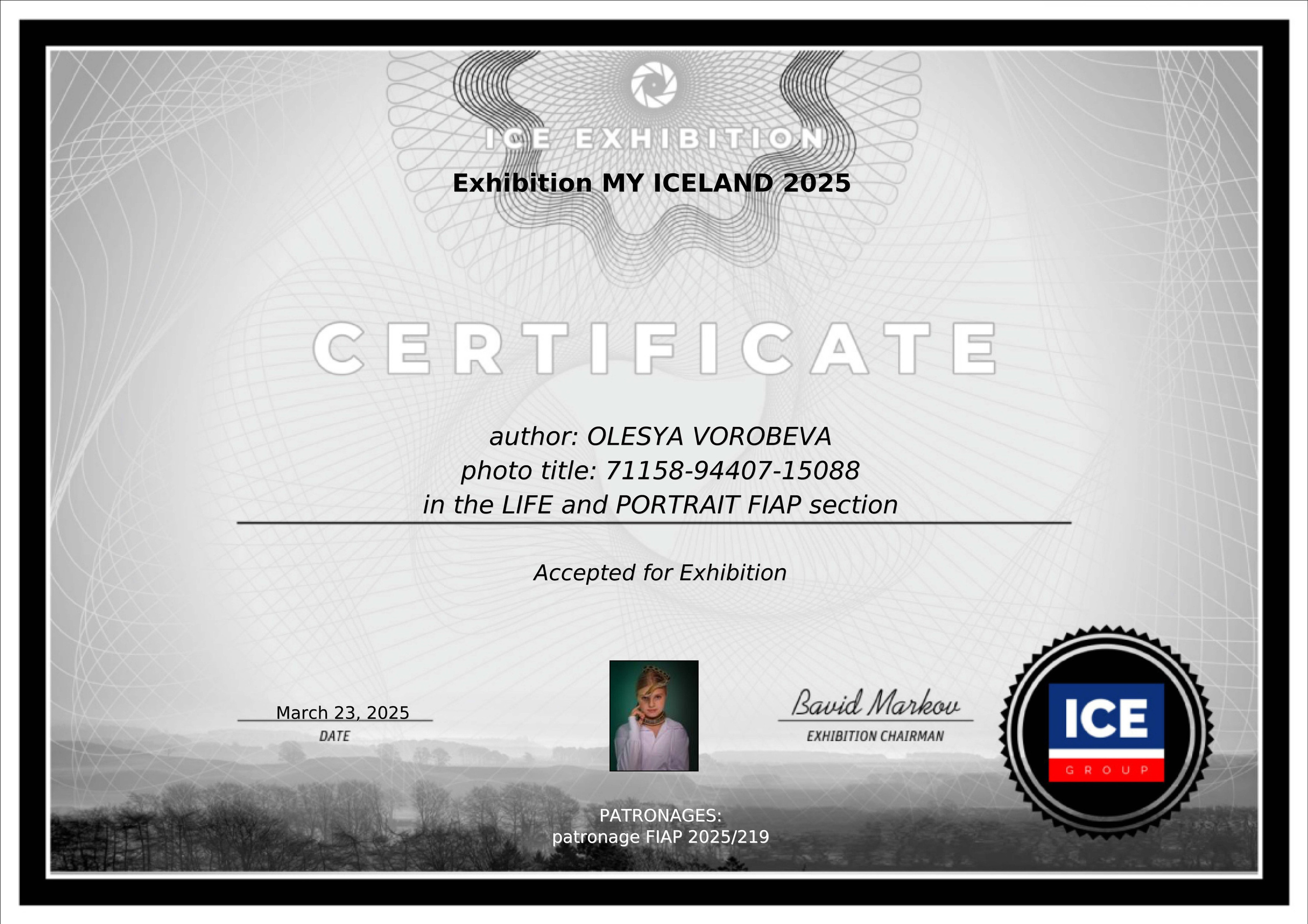 Награды. Фотограф в Туле. Воробьева Олеся