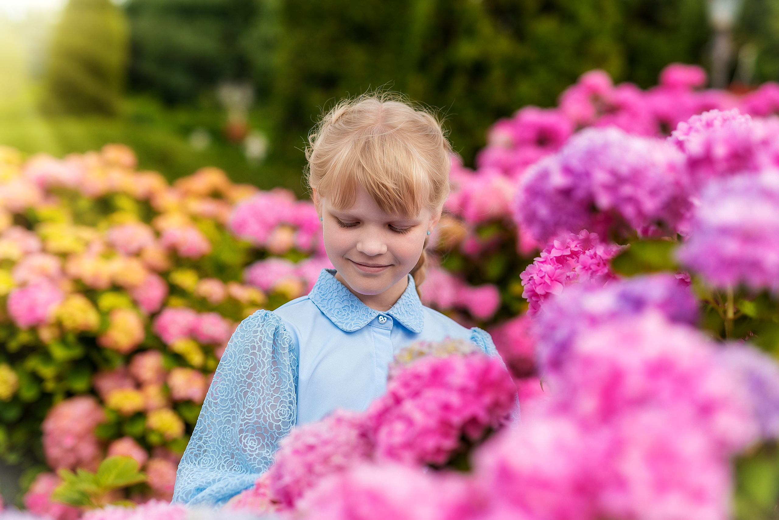 Фотосессия в розовых гортензиях. Семейный, детский фотограф в Воронеже Анна Никитина