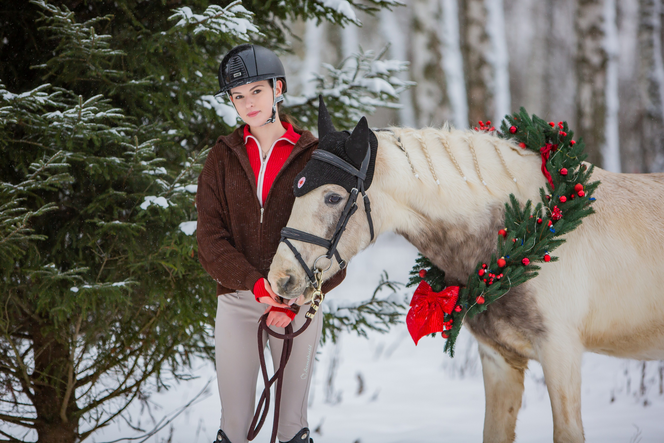 Виктория и Джуни новогодняя фотосессия. Конный фотограф Юлия Дроздова