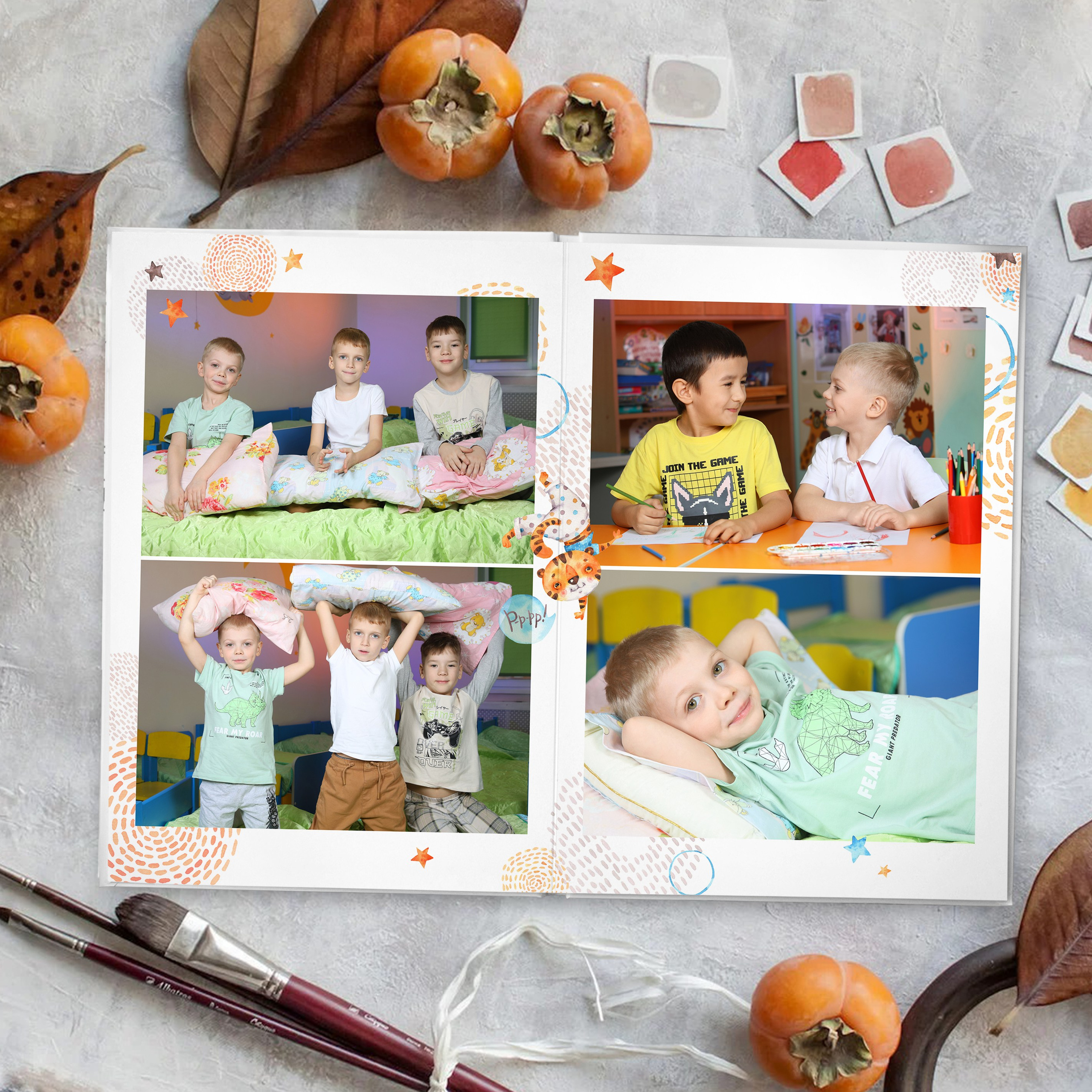 Радостный и яркий дизайн "Тигрята" для выпускных альбомов в Красноярске от AlbomKras 🐯📚. AlbomKras -выпускные альбомы Красноярска с авторским дизайном и качественной фотосъемкой! ⭐⭐⭐⭐⭐ 5.0