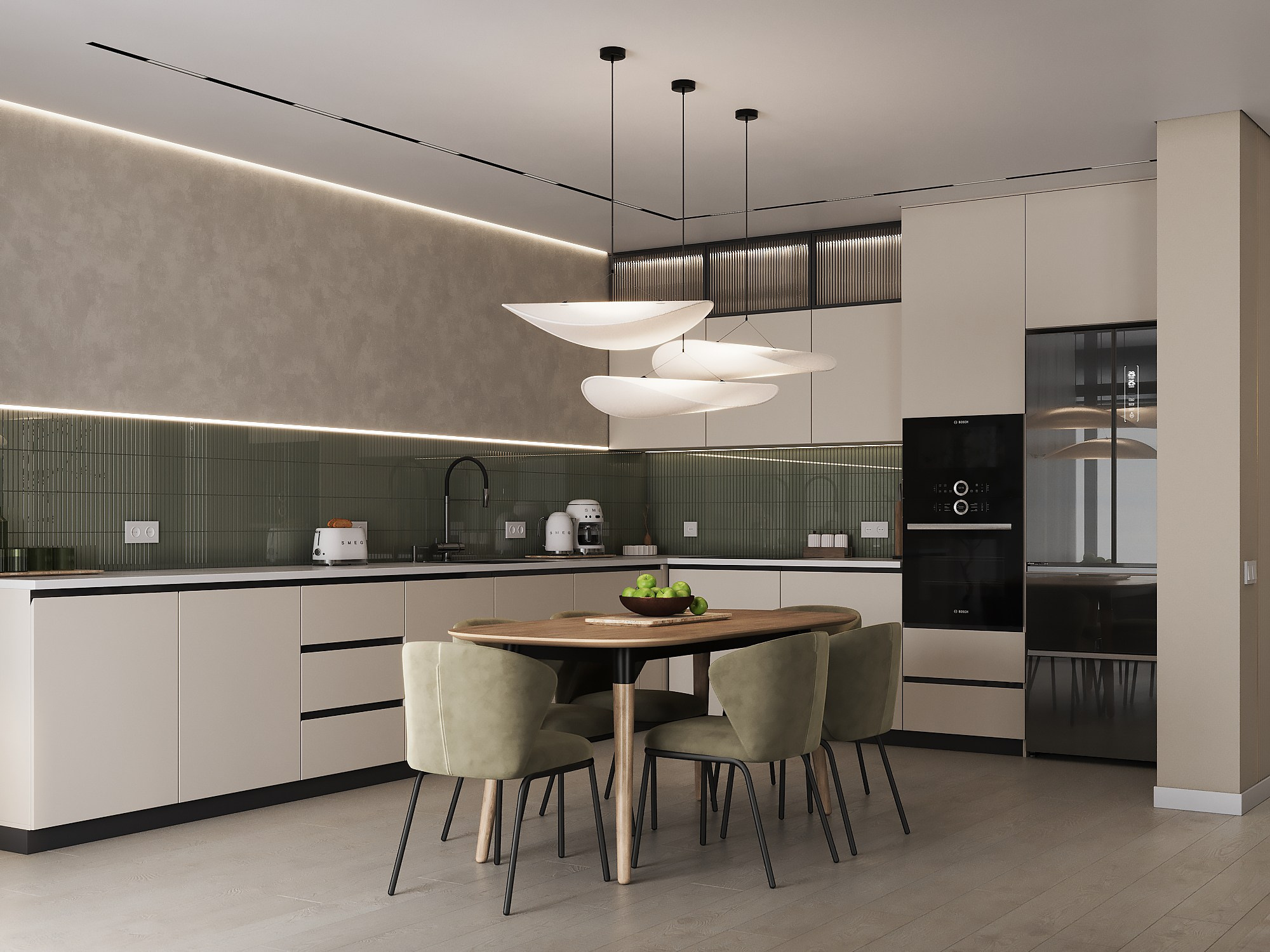 Кухня-гостиная-балкон. 3D-дизайнер Кристина Пуляевская