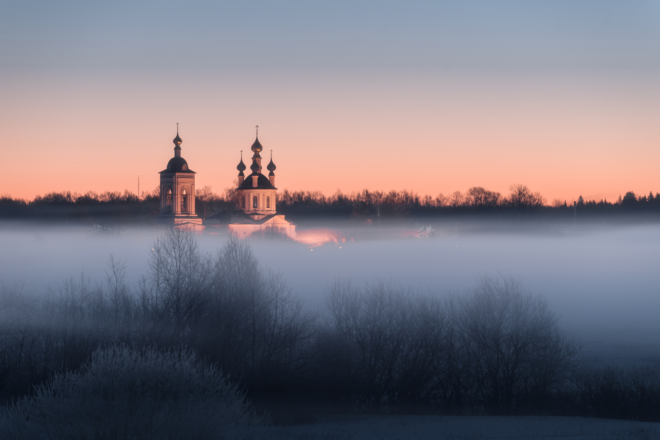 Туман над рекой Теза. Ивановская область. село Дунилово