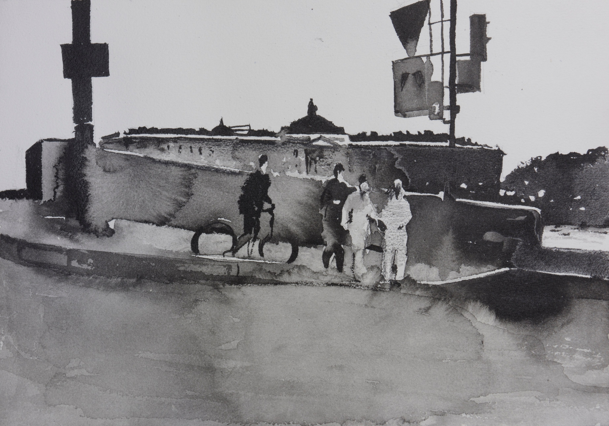 город, графика, черно-белый город, белые ночи, Петербург