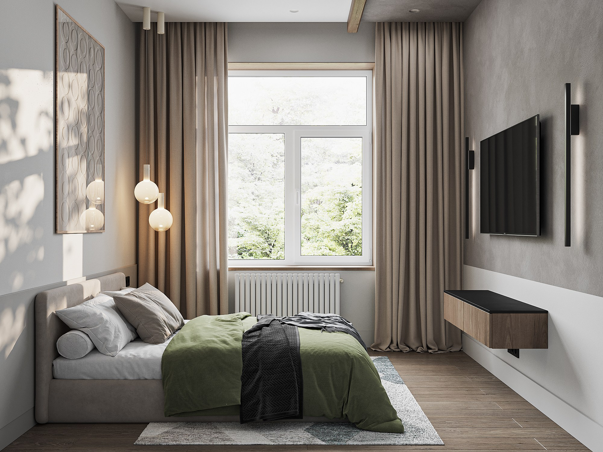Визуализация гостевой спальни в частном доме. 3D визуализация интерьера. Визуализатор Виктория Озерова