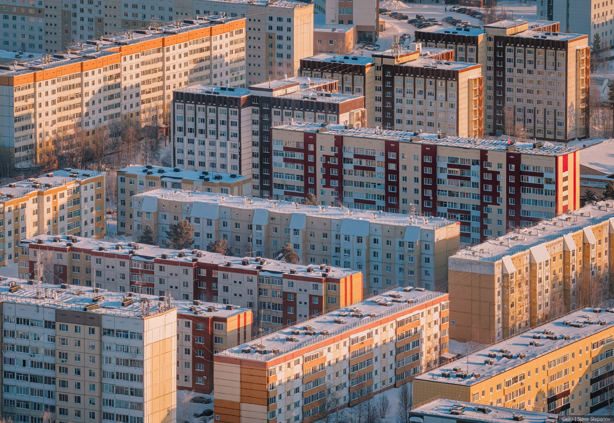 Когалым, дома застройка зимой с высоты