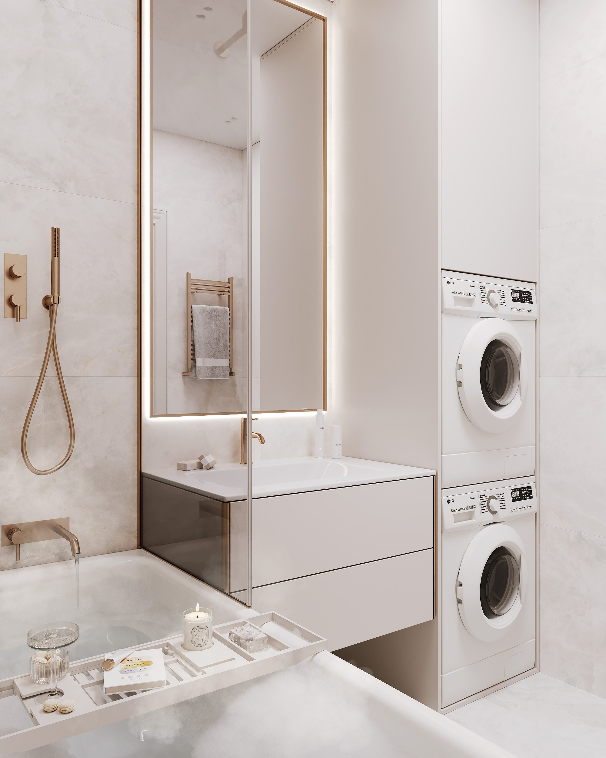 Blue Classic. Дизайн интерьера | 3D визуализация | Миланская Марина