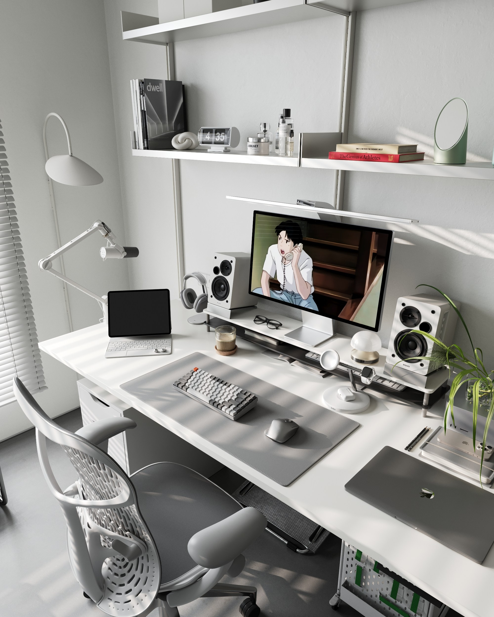WHITE HOME OFFICE. 3D визуализация интерьера eugene7even