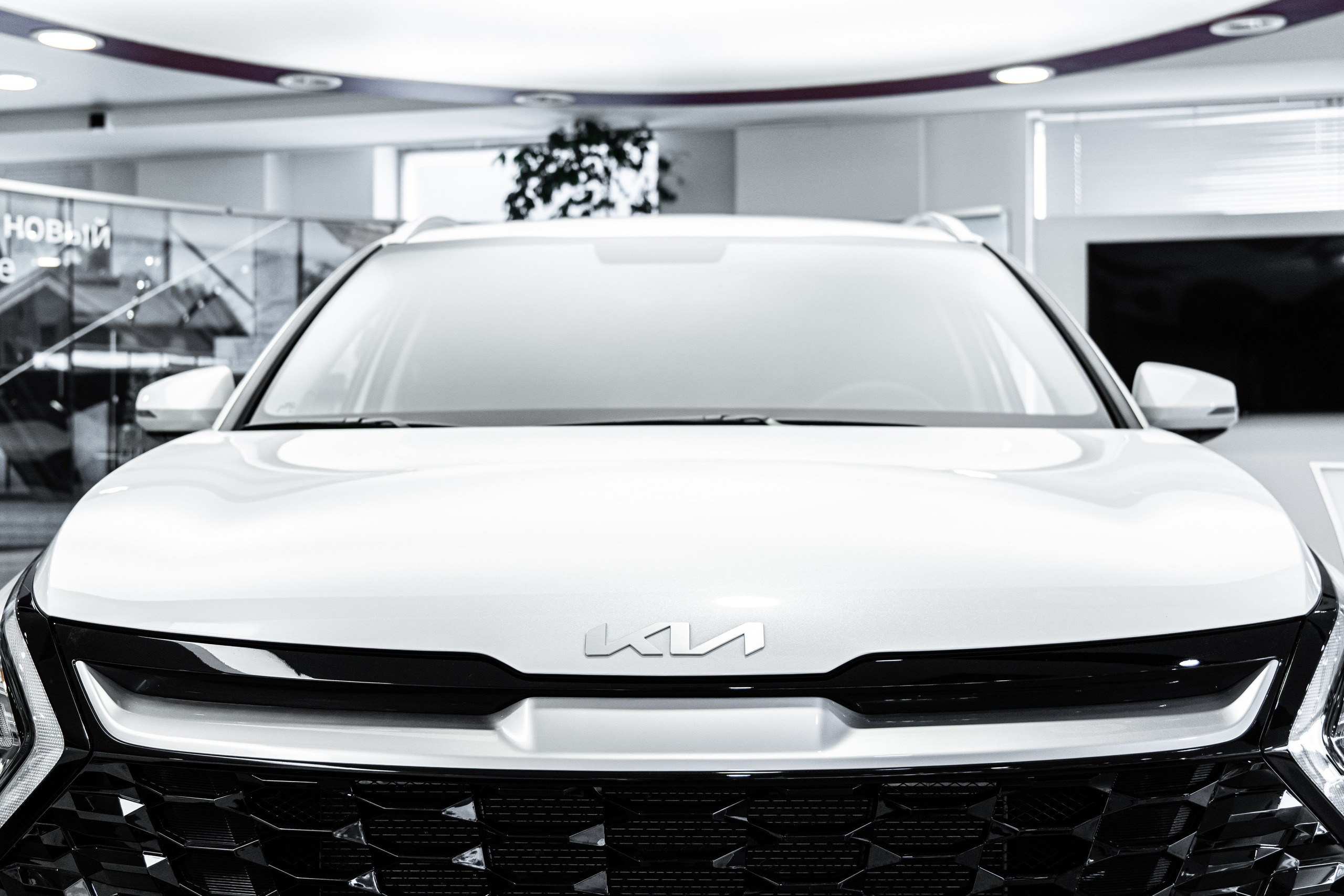 капот автомобиля в автосалоне