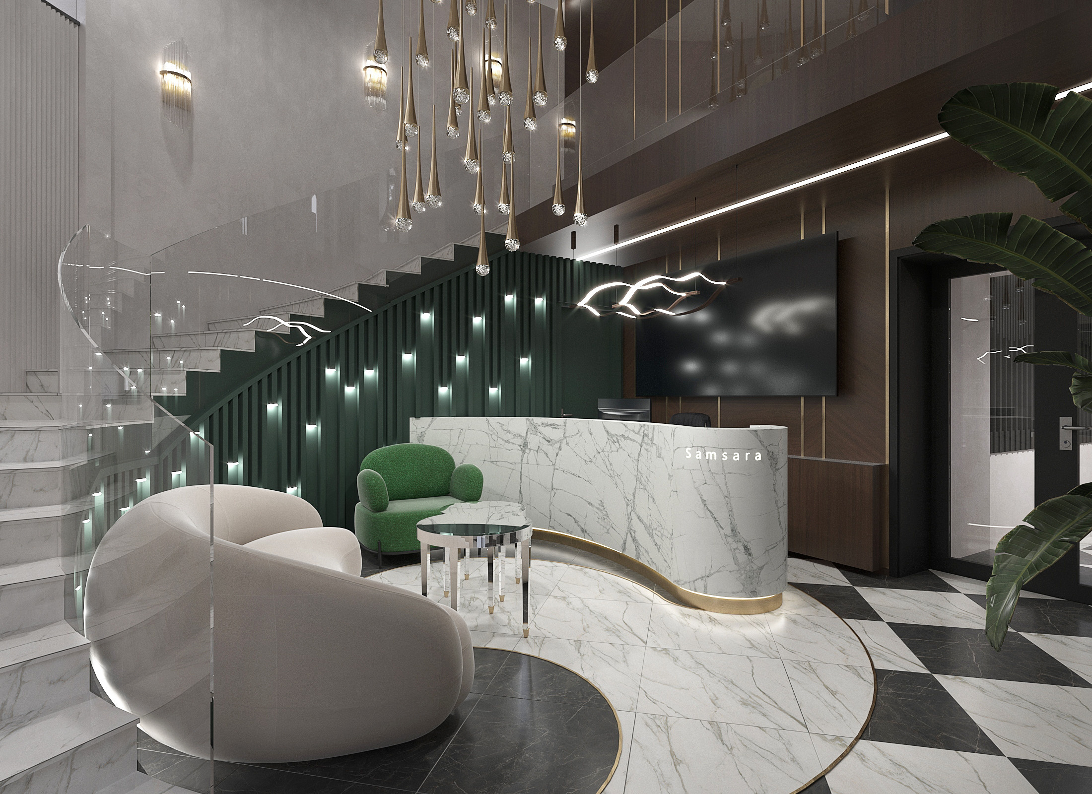 Спа салон Samsara 1этаж. Дизайн интерьеров Краснодар