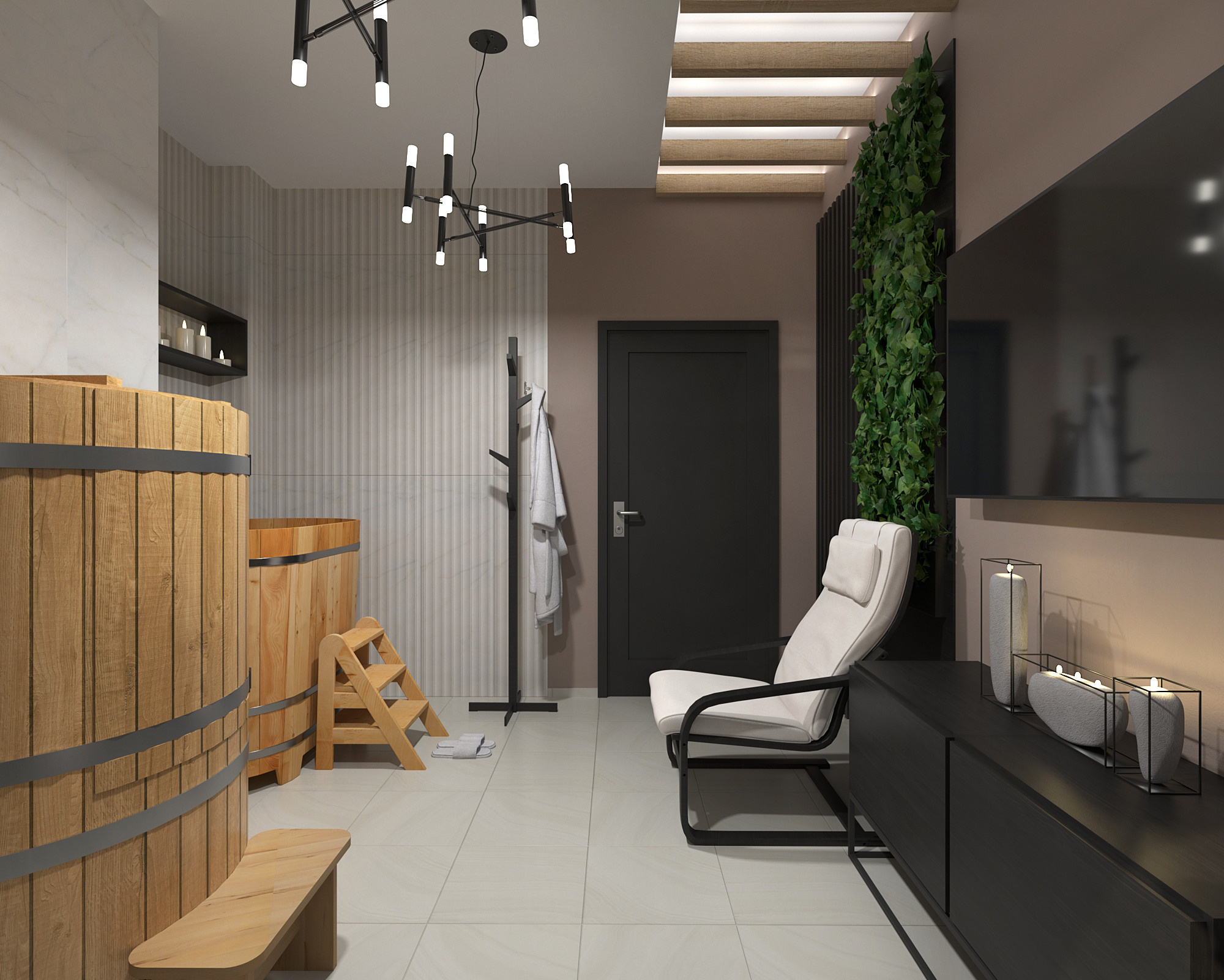 Спа салон Samsara 2этаж. Дизайн интерьеров Краснодар