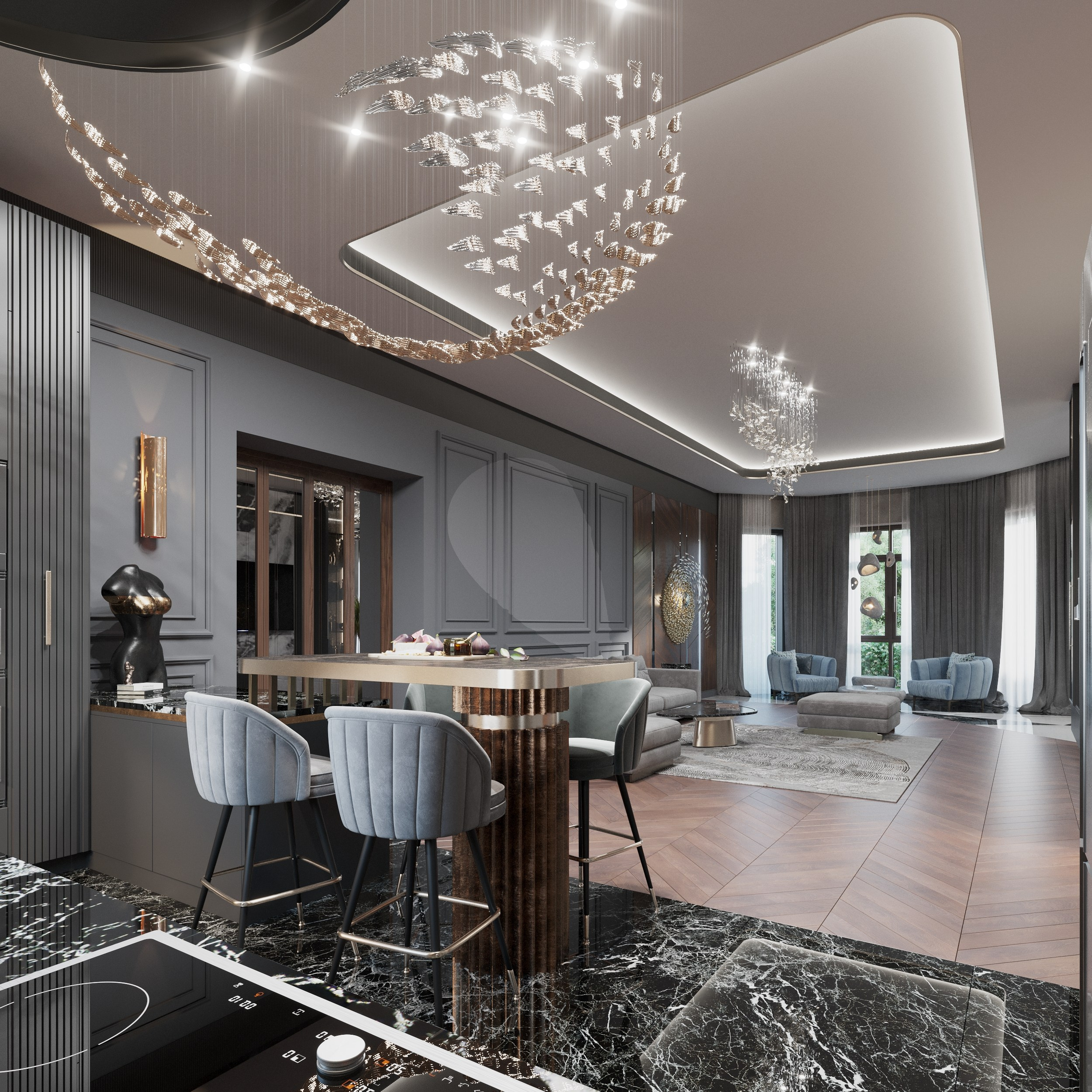 Дом в Новотиторовской — визуализация роскошного особняка. 3Д Визуализация Интерьера и Архитектуры