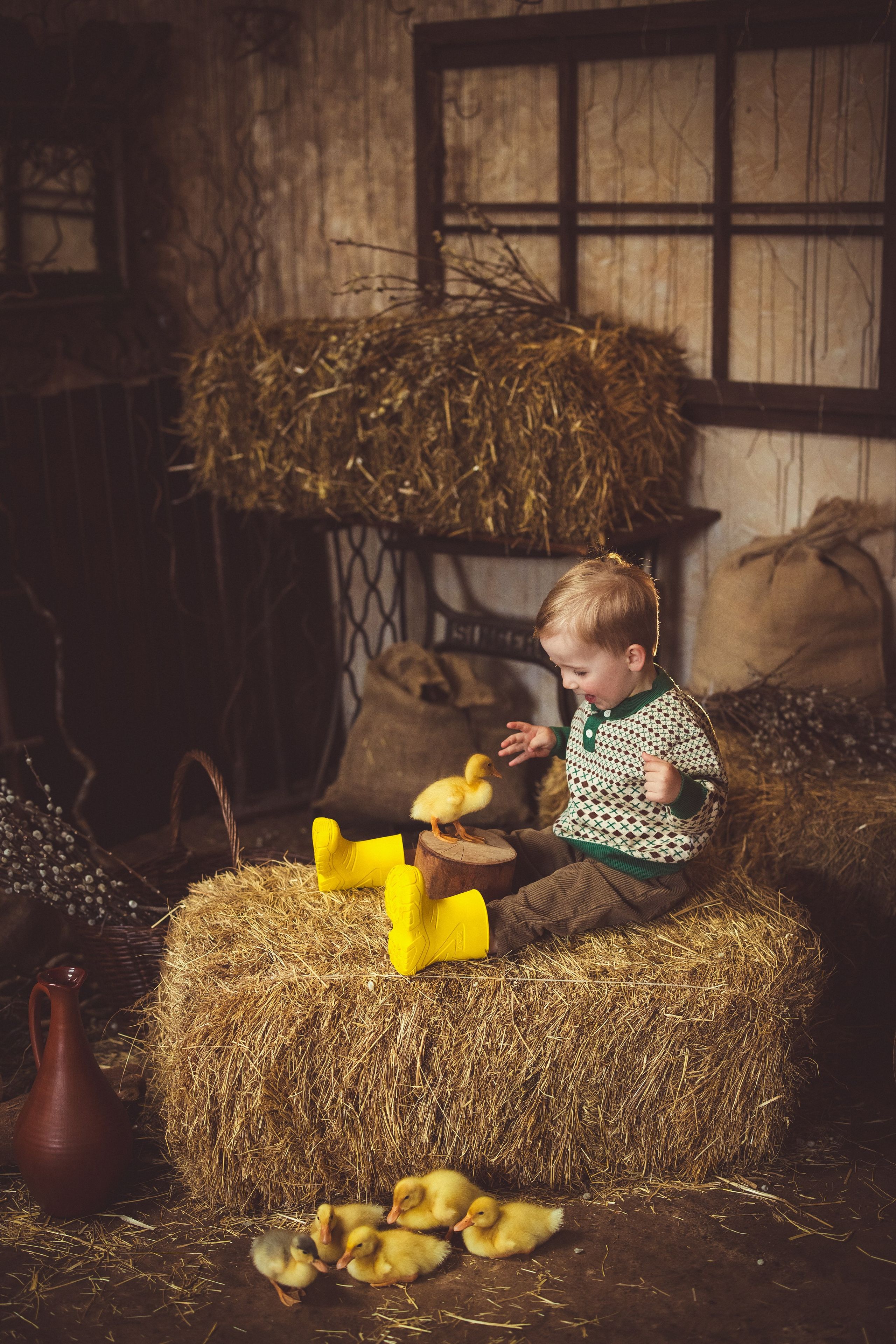 Пасхальный фотопроект с козочкой и утятами, в фотостудии «Эль» 2024 г. Семейный и детский фотограф в Краснодаре Анна Трашкова