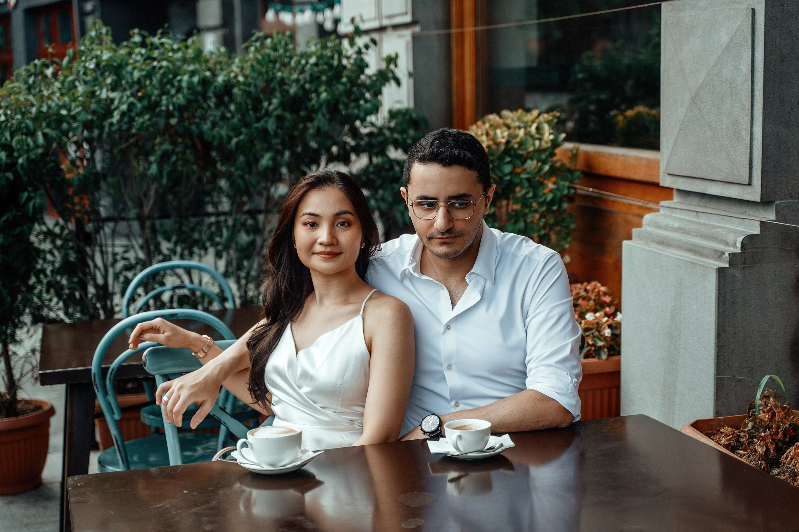 Alaeddine & Matika on the Peace Bridge in Tbilisi. Photographer Sergey Otkrytyi in Batumi & Tbilisi