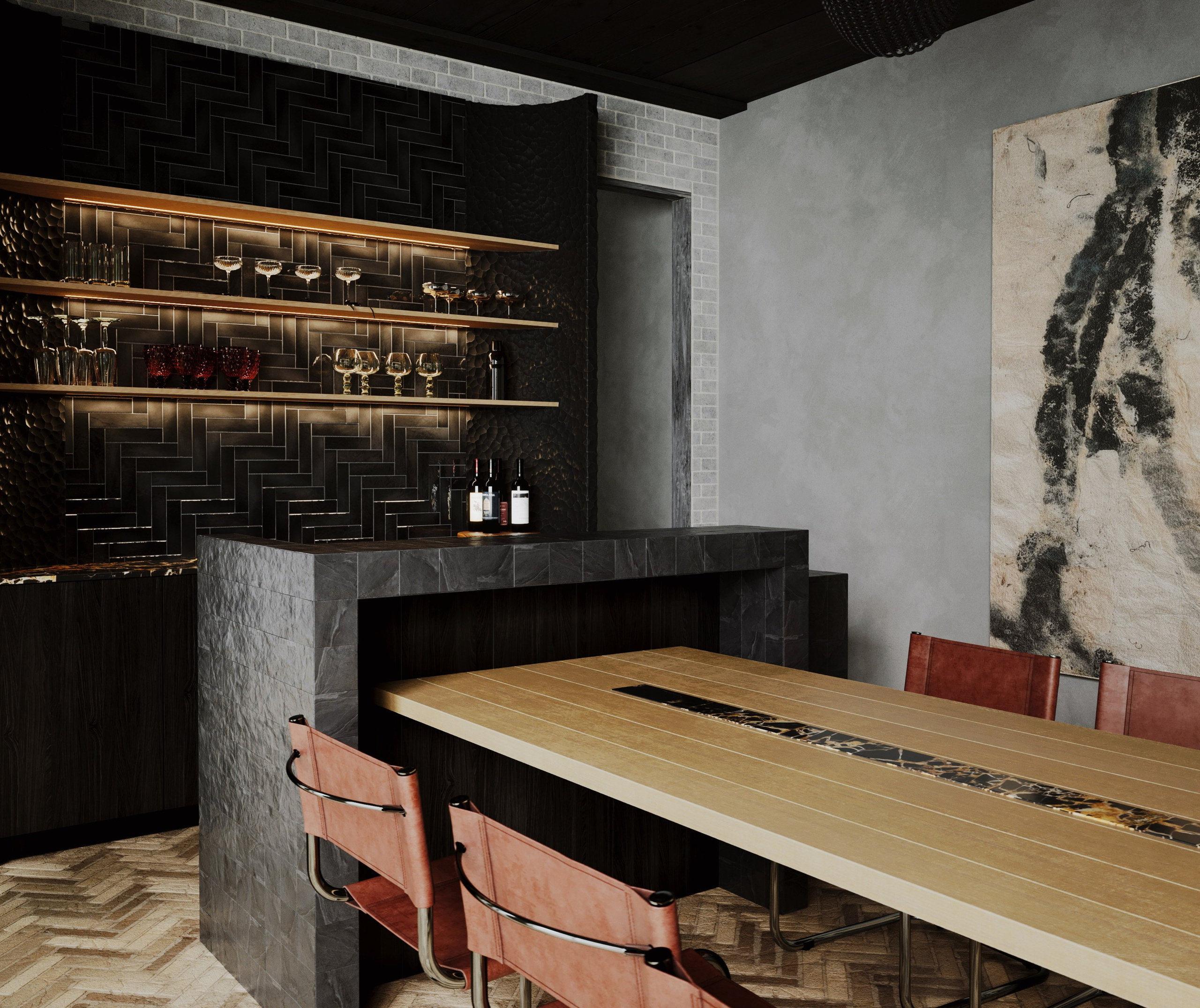 Усадьба банная. 3D визуализация дизайна интерьера. 3D interior design visualizer