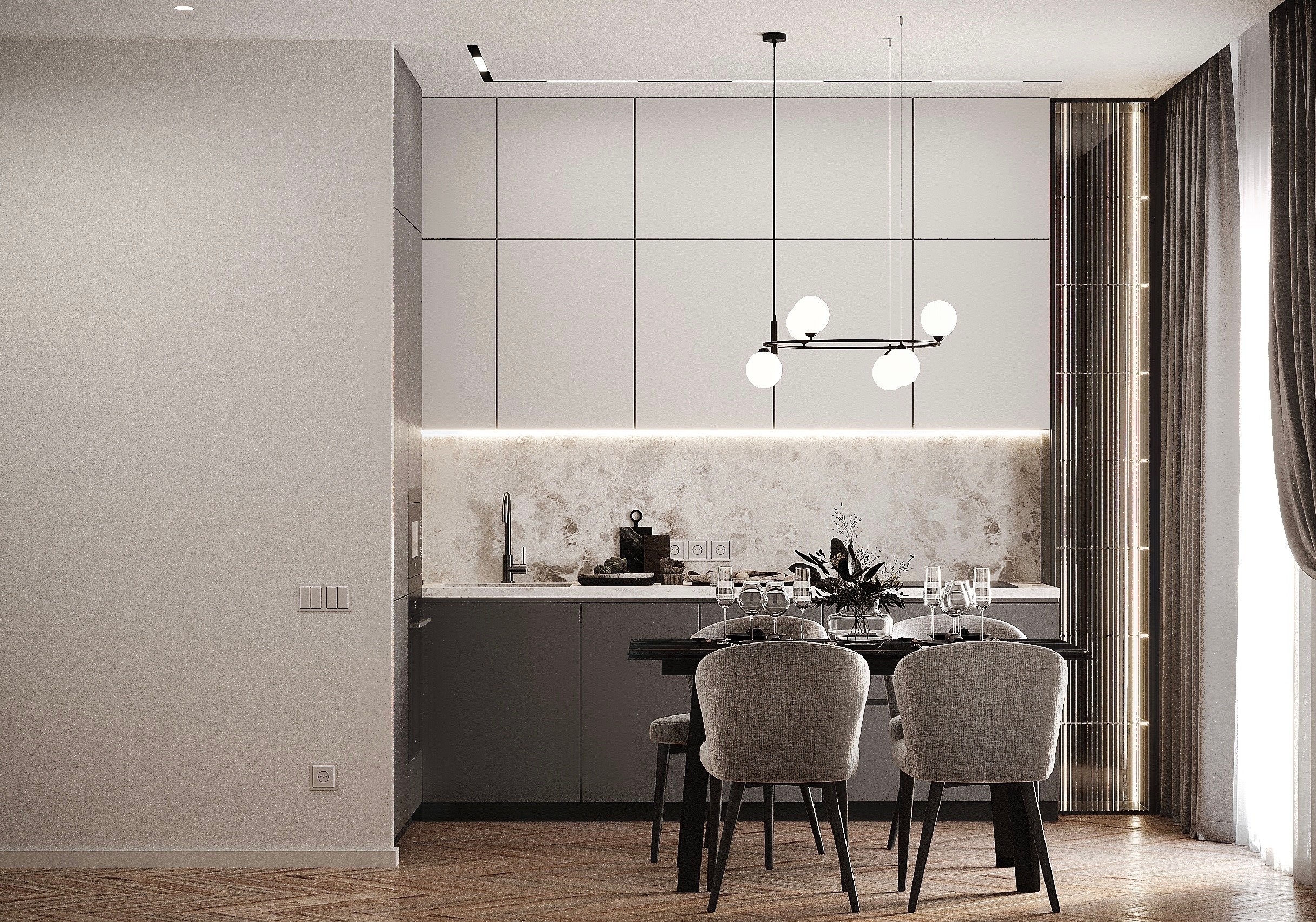 Монохромная квартира 50 м² для обаятельного мужчины. Батракова Наталья дизайнер интерьеров Санкт-Петербург Москва Архангель