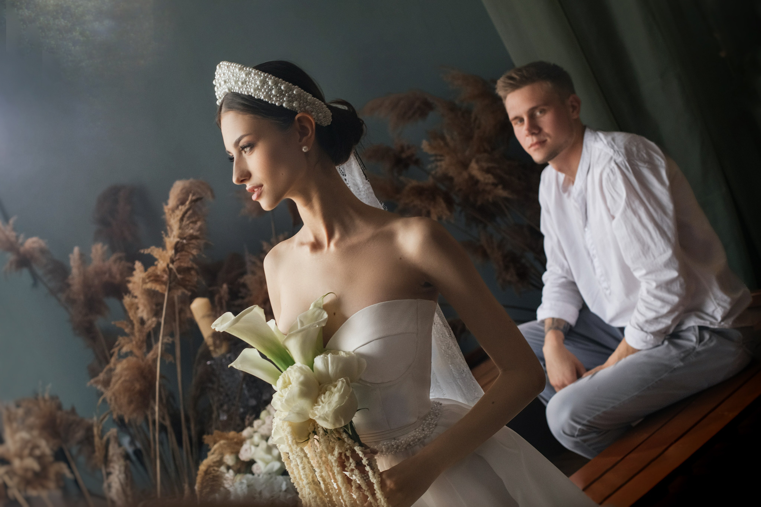 Серия свадебных фотографий жениха и невесты в студии Ставрополя. Фотограф Ставрополь Пятигорск Елизавета Дарина