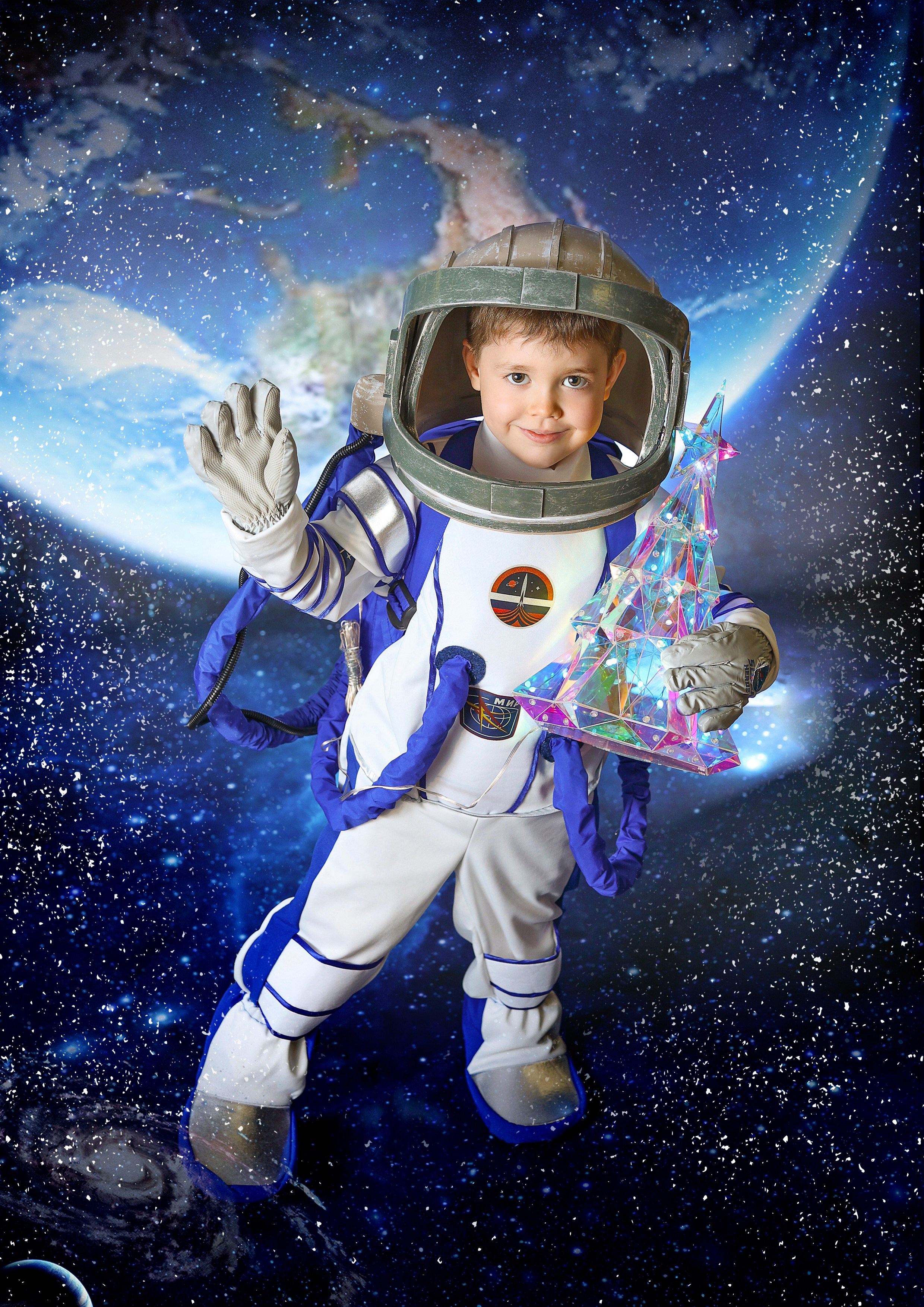 Фотосессия «Новый год в космосе» 2024 год. Фотограф в детский сад Елена Колчева Новокузнецк