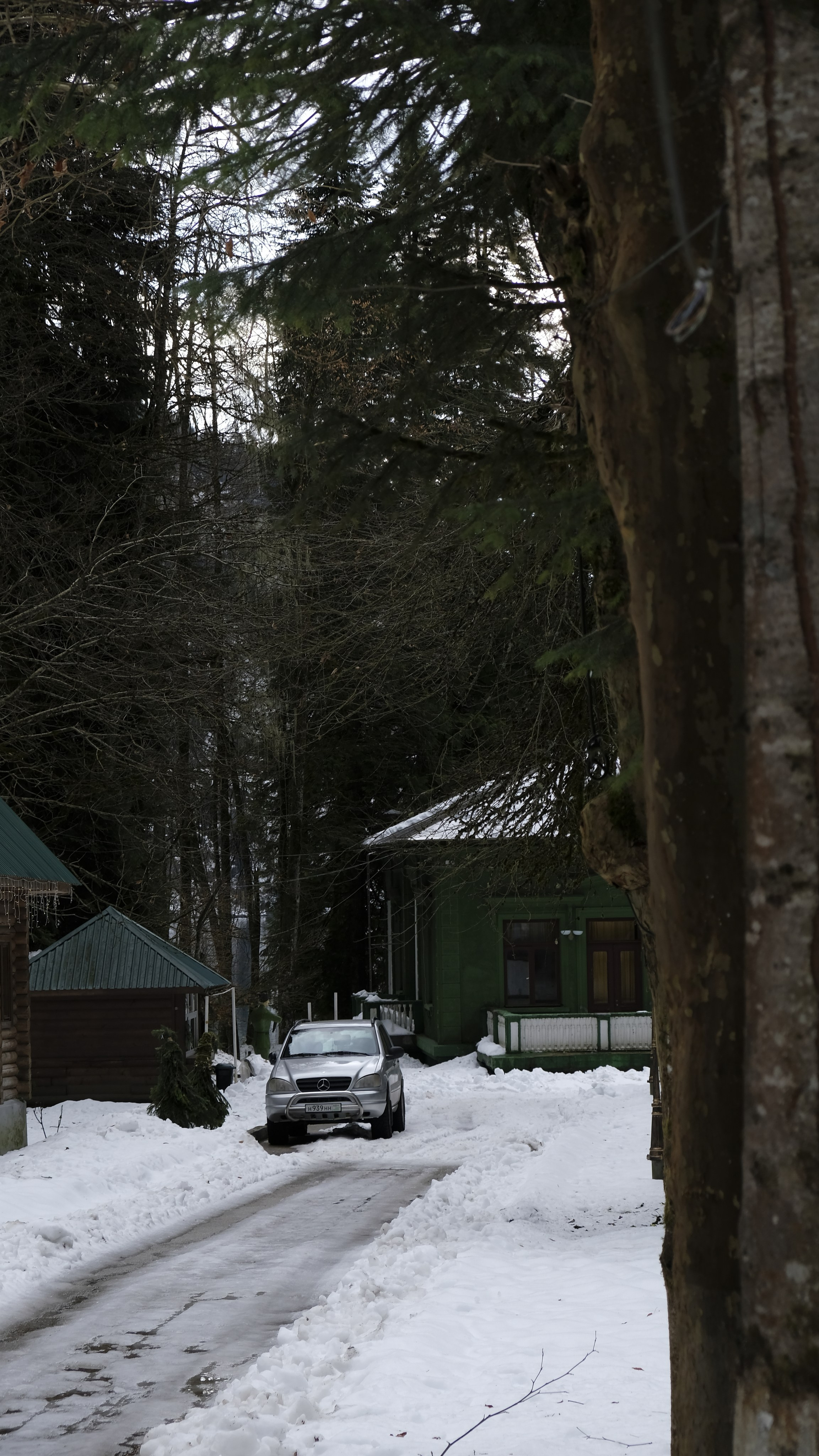 Сталинская дача на Рице зимой. Главная