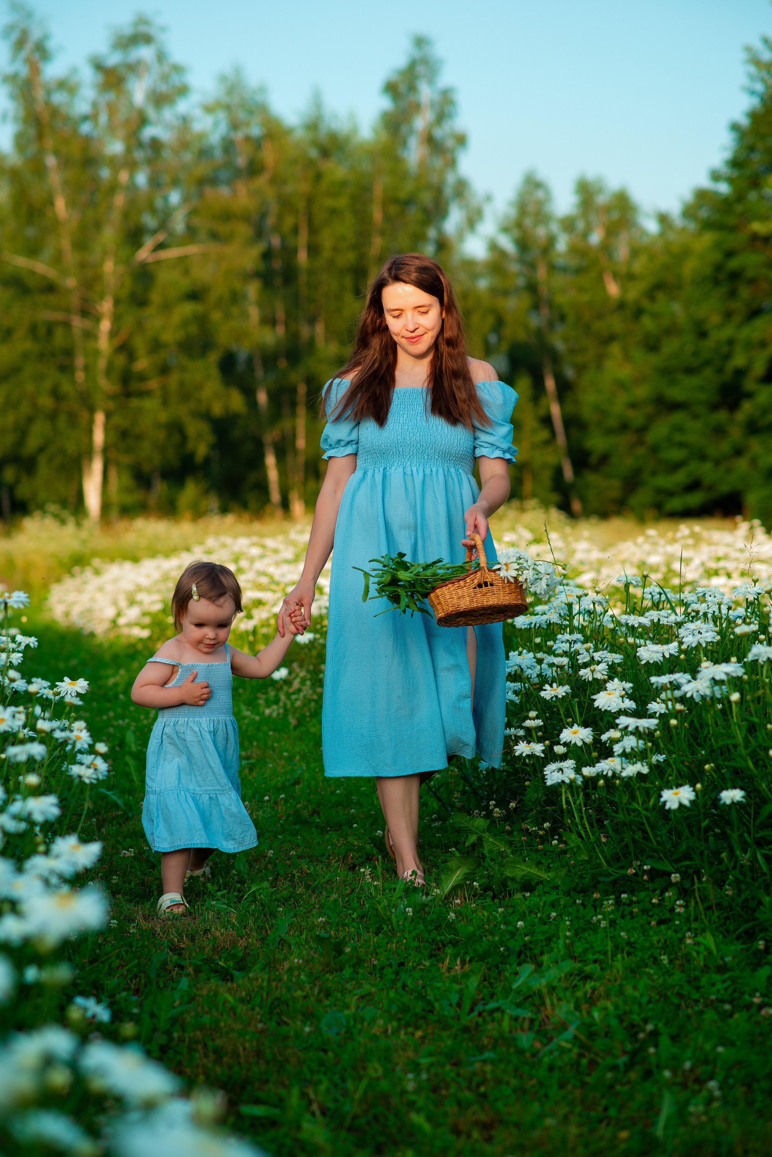 Вероника с семьей в ромашках. Семейный фотограф на выписку из роддома и крещение Минск Настя Гришук