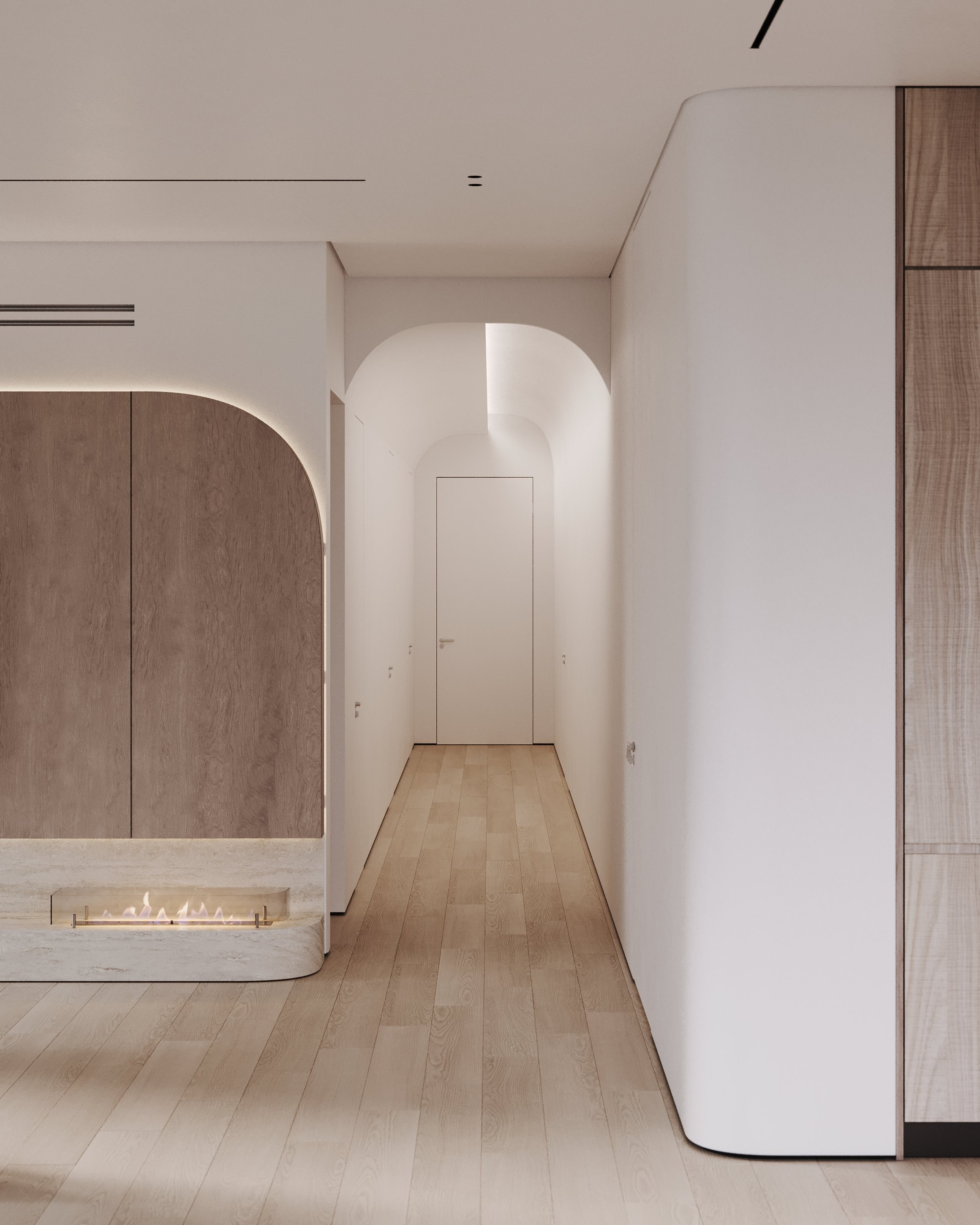 визуализация кухни - гостиной в минималистичном современном  стиле 