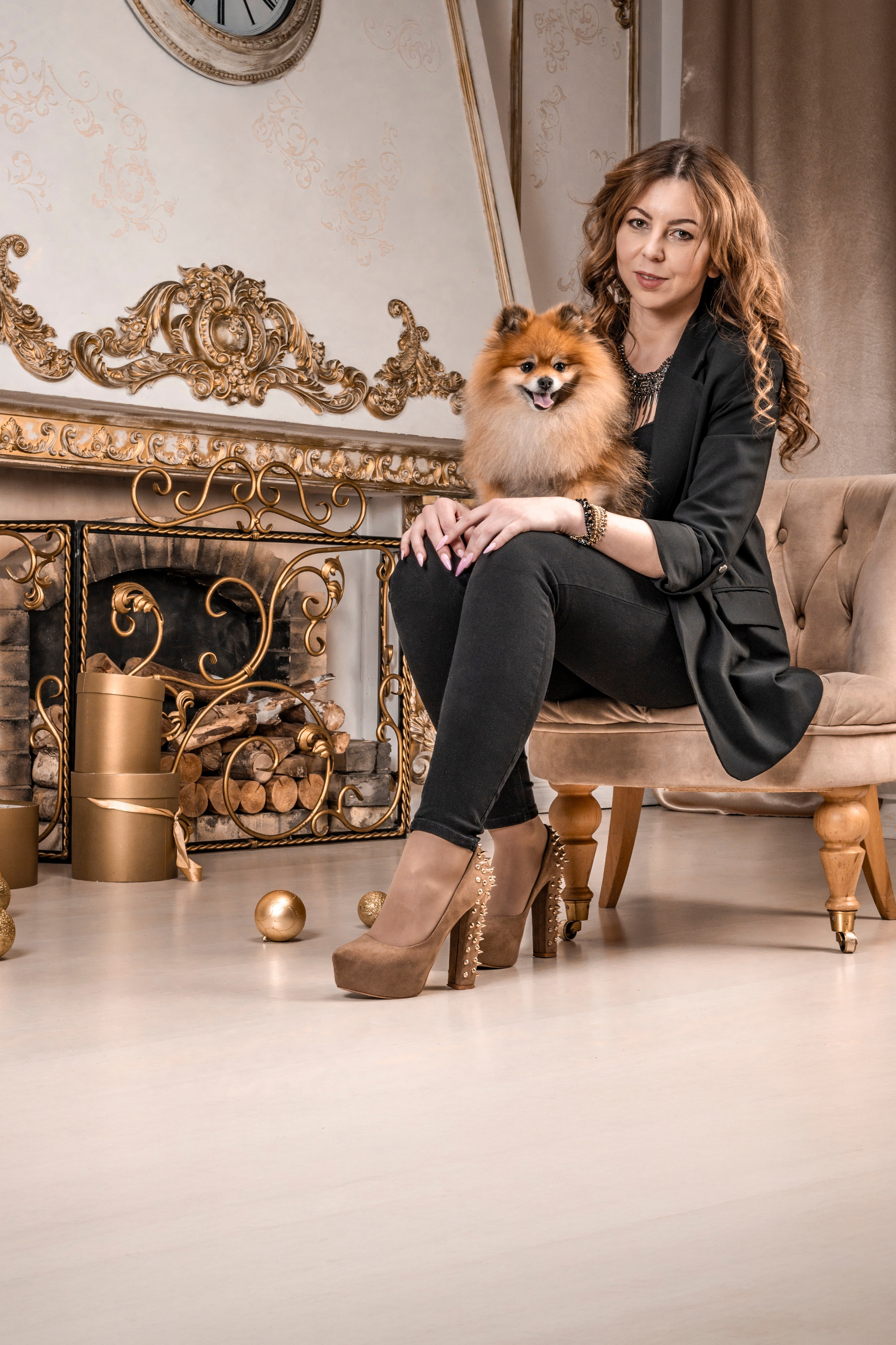 Красотка и шпиц. Фотограф анималист в Санкт-Петербурге Таша Крейв