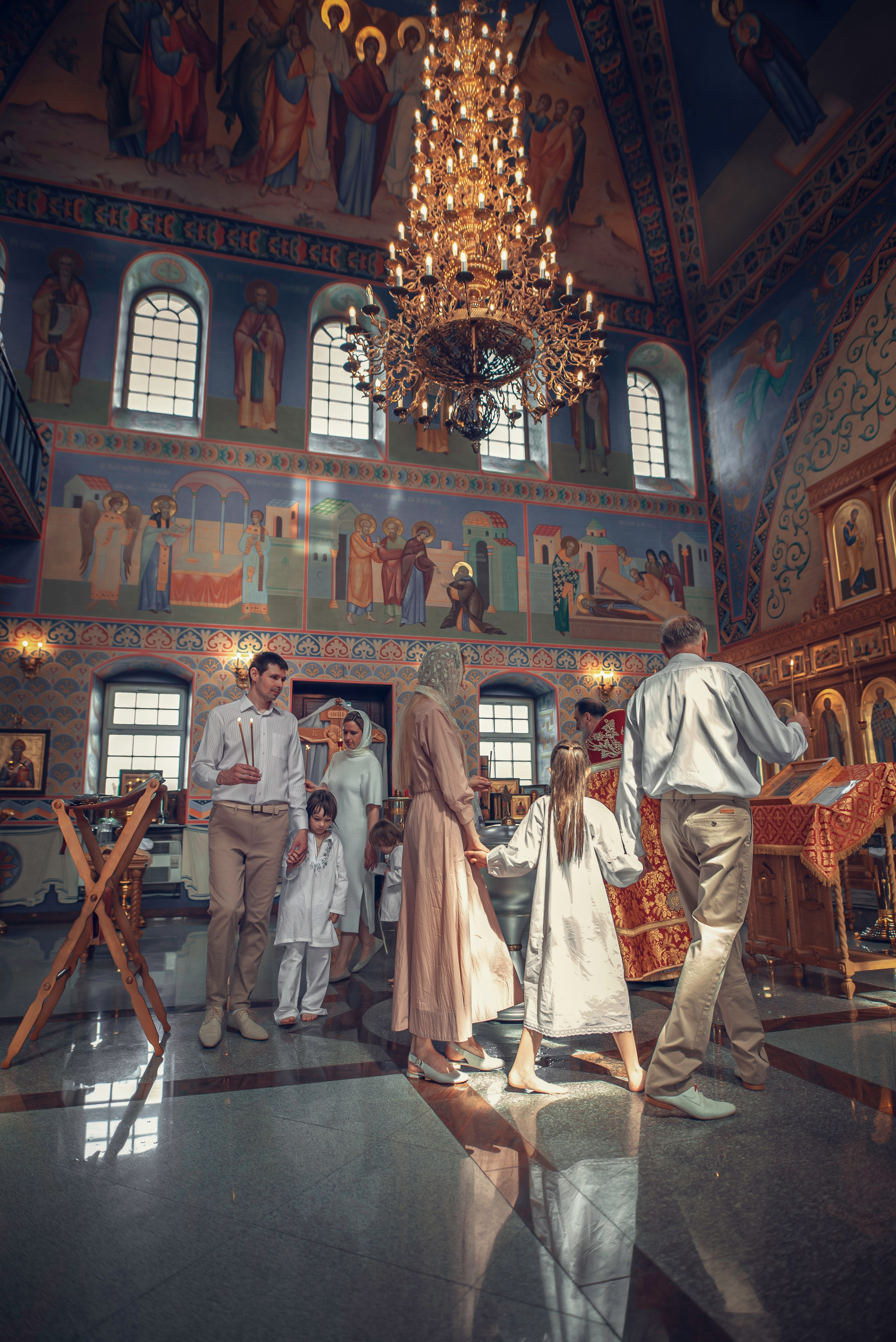 Таинство Крещения. Никодимос, Серафима и Алиса. Фотограф Стеценко Наталия. Одинцово, Москва, Московская область