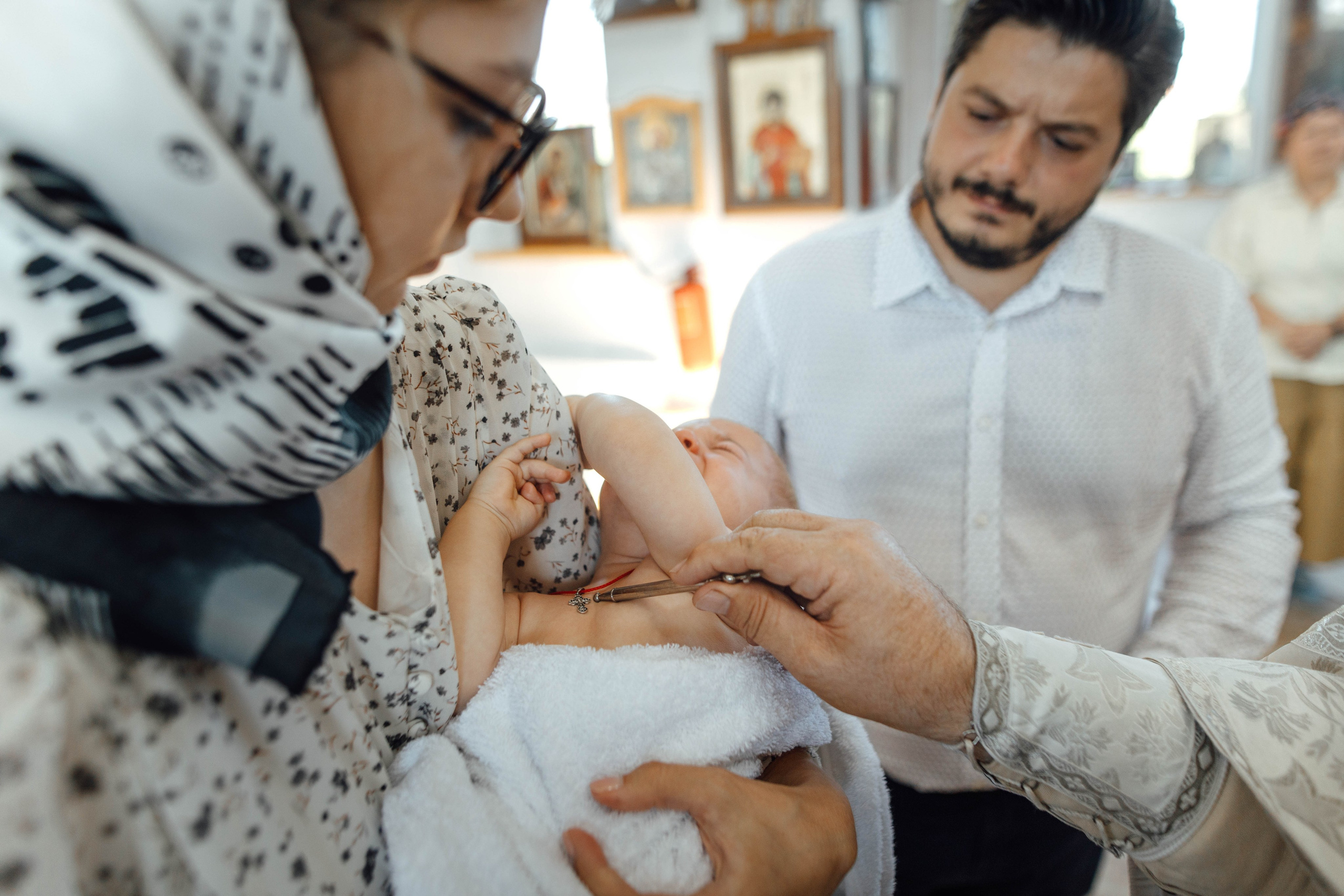 Крещение Энвера (Михаила), д. Колядищи, храм Успения Пр. Богородицы, август 2025