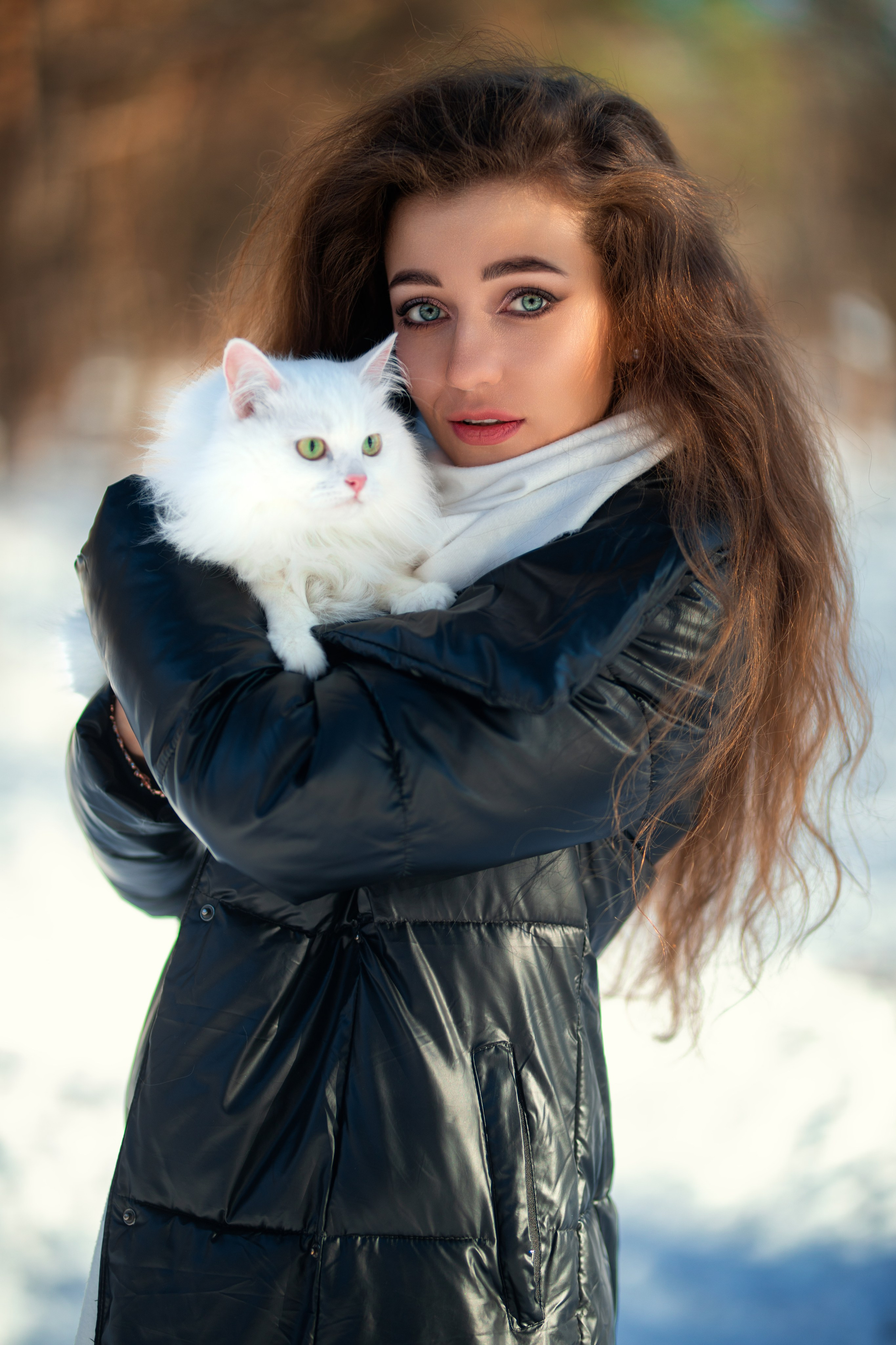 Фотосет с кошкой Евой зимой на улице с Дианой в формате для «себя»